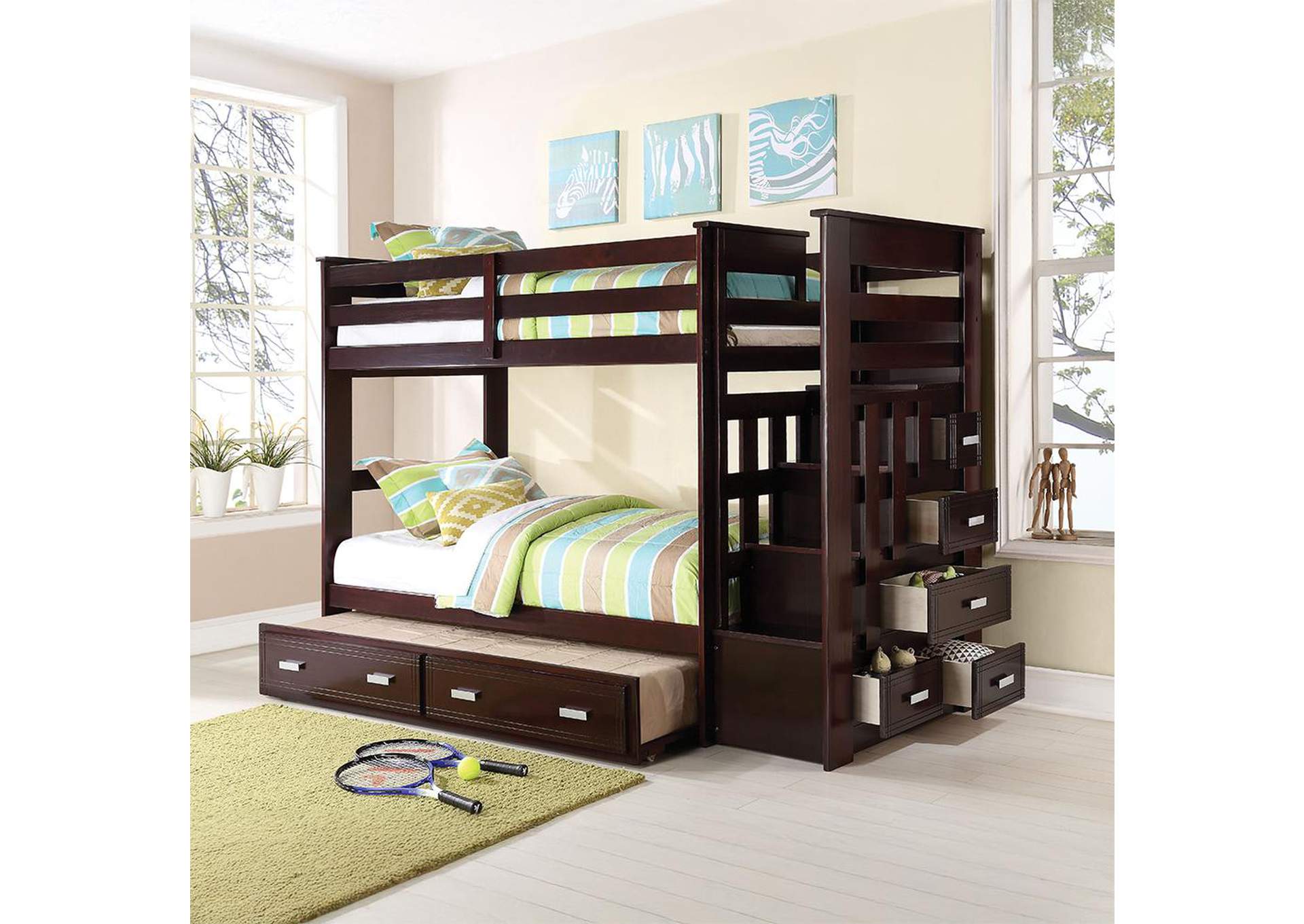 Allentown Twin-Twin Bunk Bed with Trundle and Storage image 1
