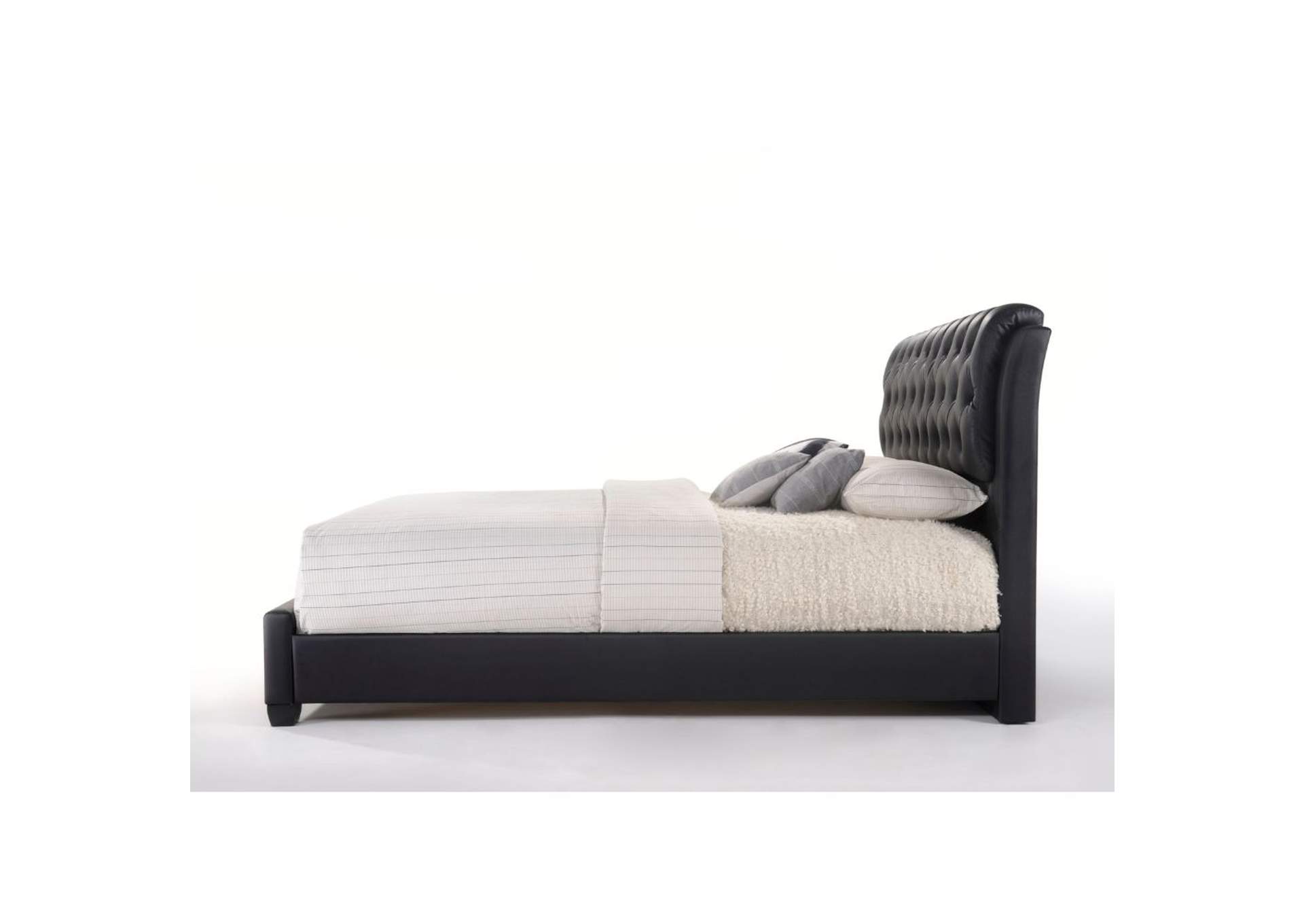 Ireland Ii Eastern King Bed - Button Tufted, Black Pu - 1 Set in 2 Cartons