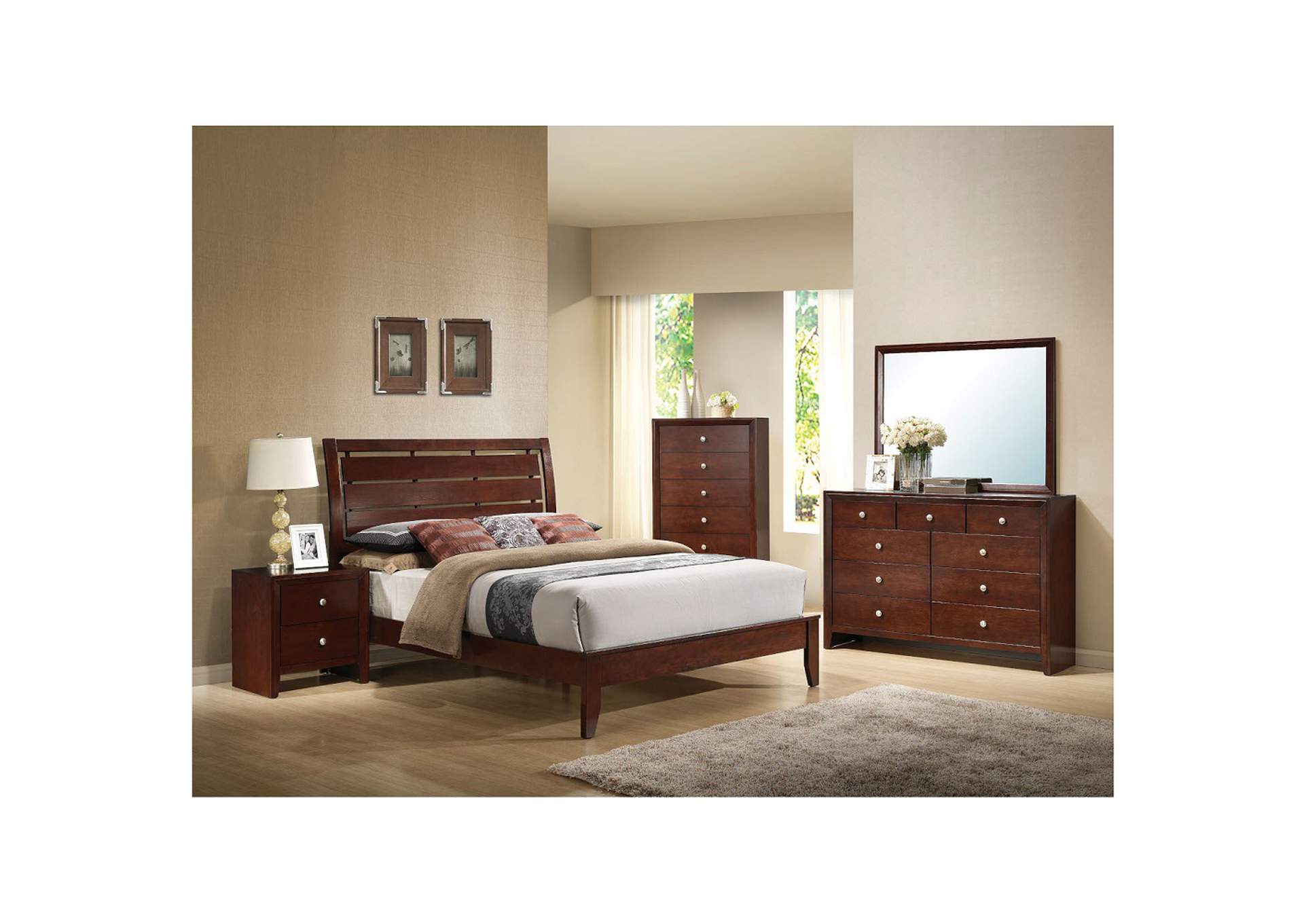 Ilana Eastern King Bed, Brown Cherry - 1 Set in 2 Cartons image 7