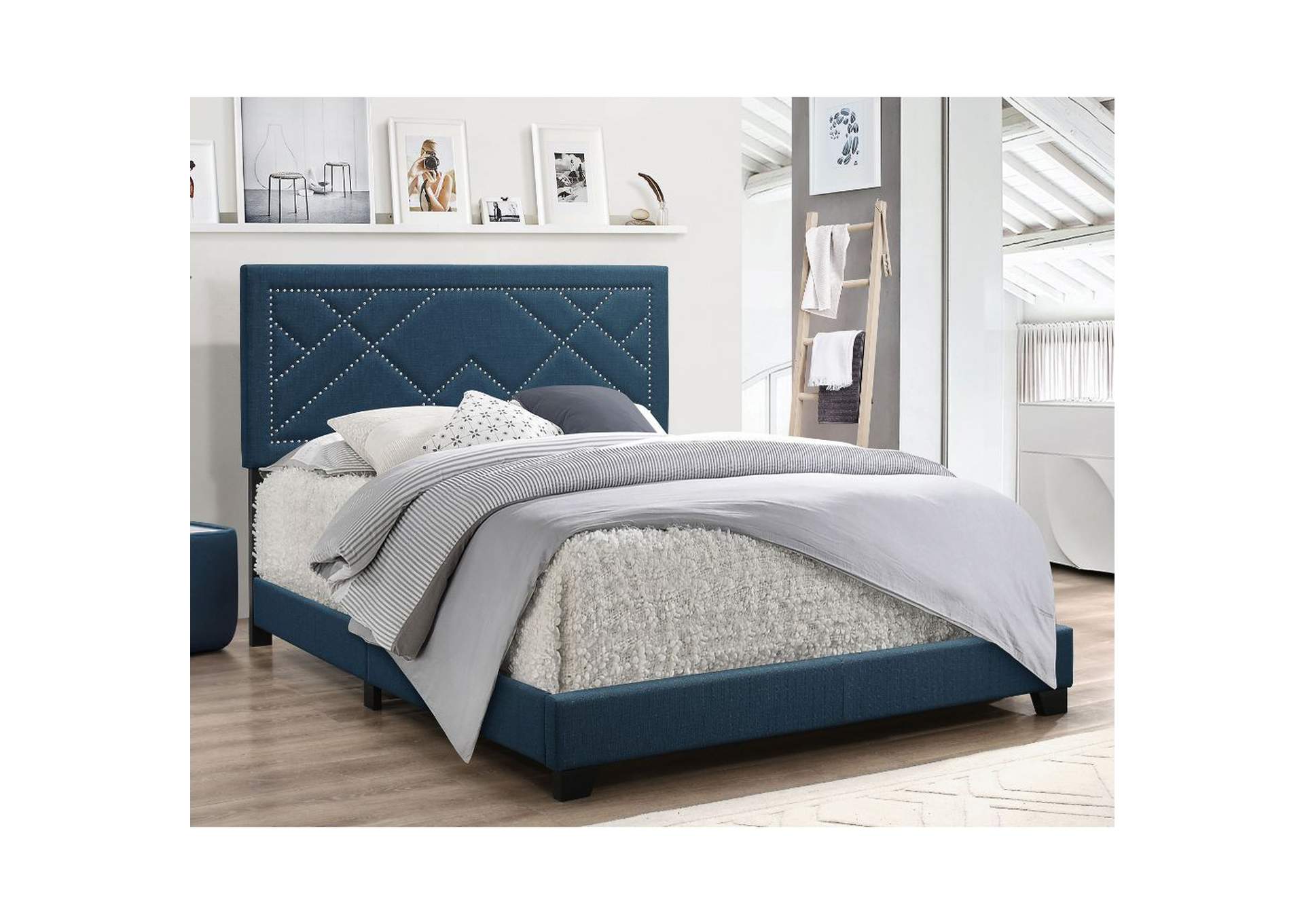 Ishiko Eastern King Bed, Dark Teal Fabric image 1