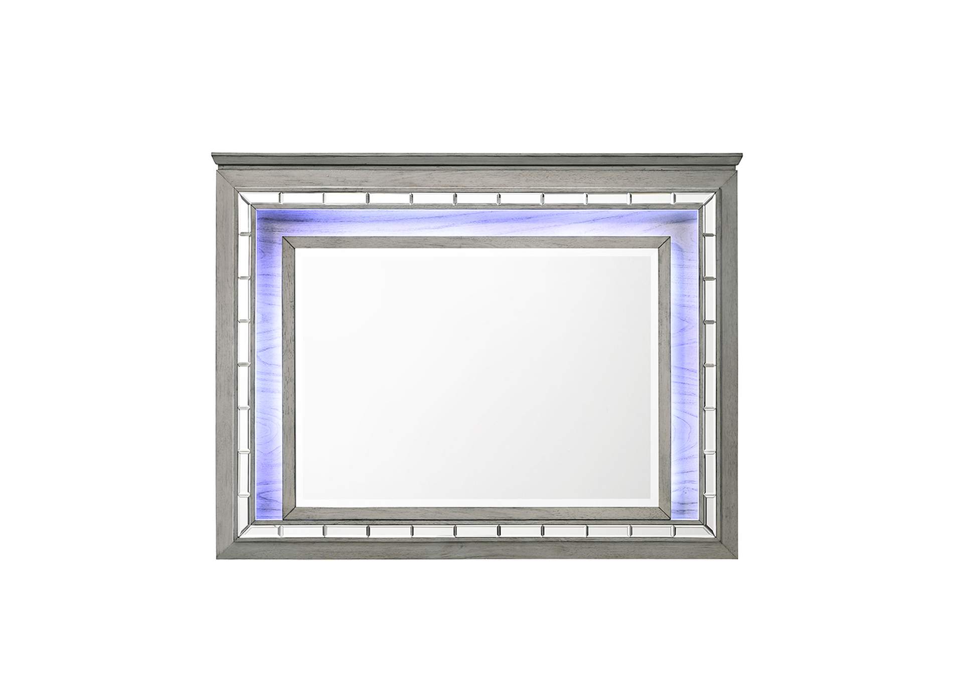 Antares Mirror - Led - 21824 - Glam, Transitional - Mirror, Wood - Solid Rbw, Mdf, Pb - Light Gray Oak image 3