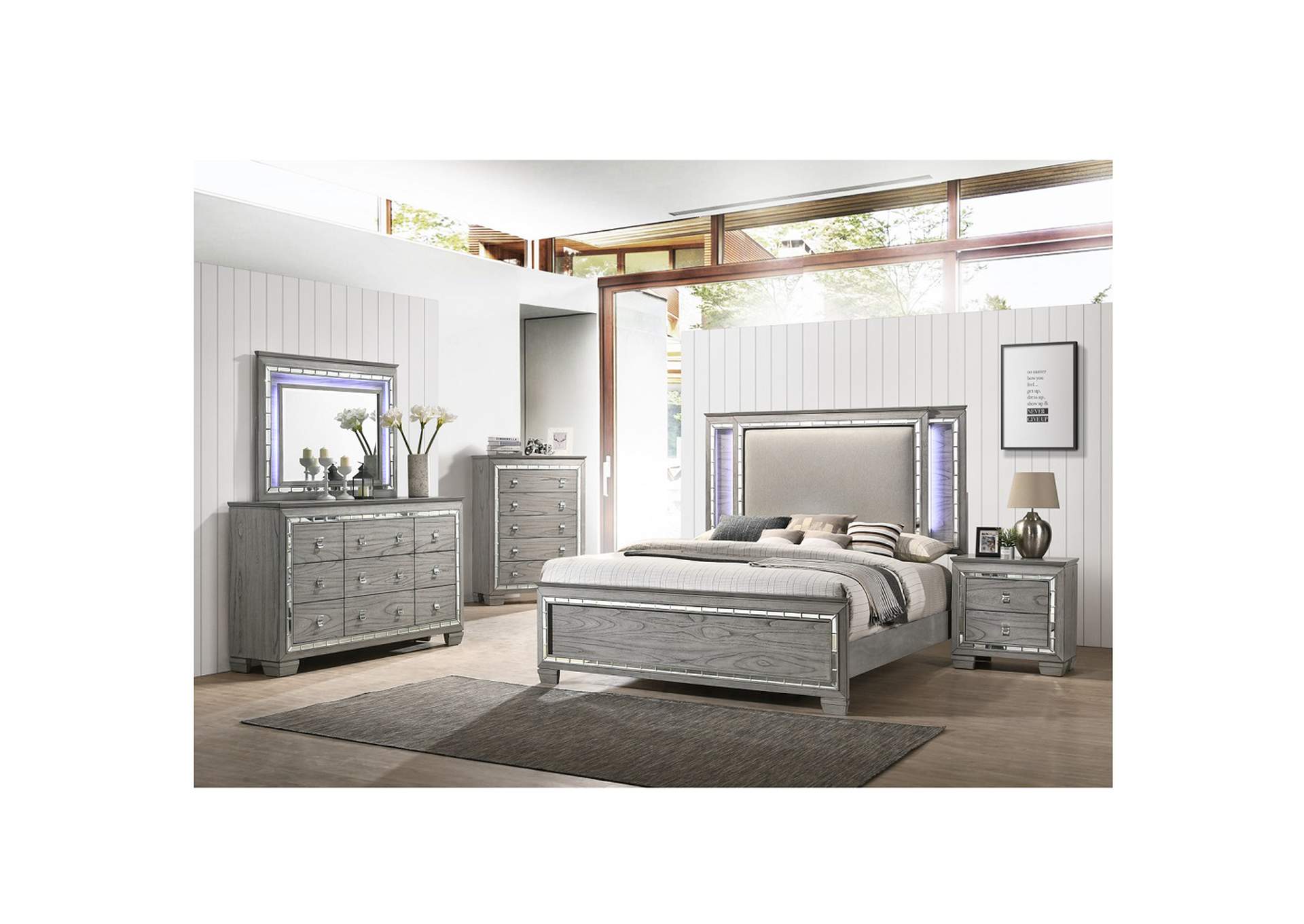 Antares Mirror - Led - 21824 - Glam, Transitional - Mirror, Wood - Solid Rbw, Mdf, Pb - Light Gray Oak image 5