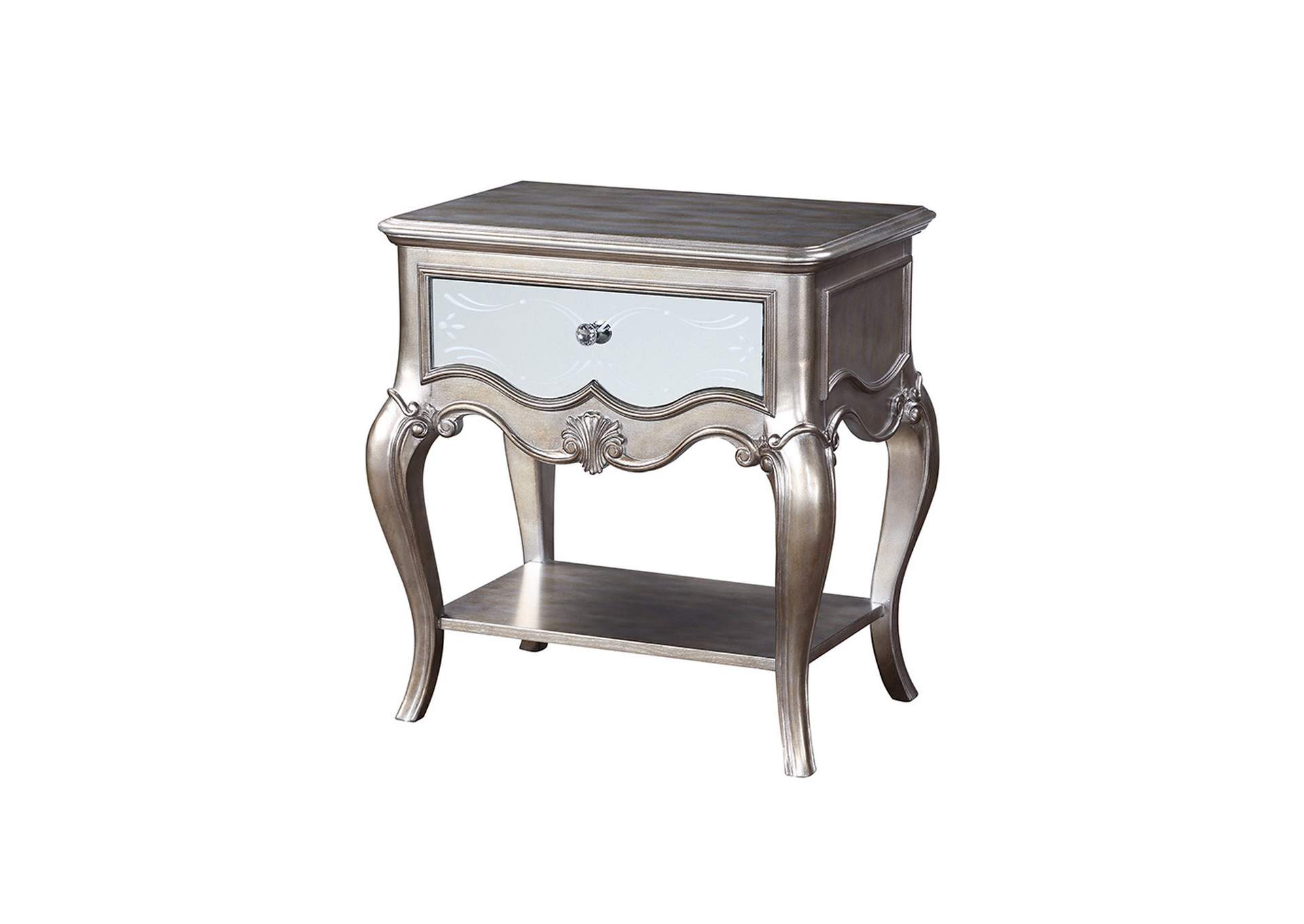 Esteban Nightstand - 1 Drw - 22207 - Glam - Wood - Poplar, Poly-Resin, Mdf, Pb - Antique Champagne image 3