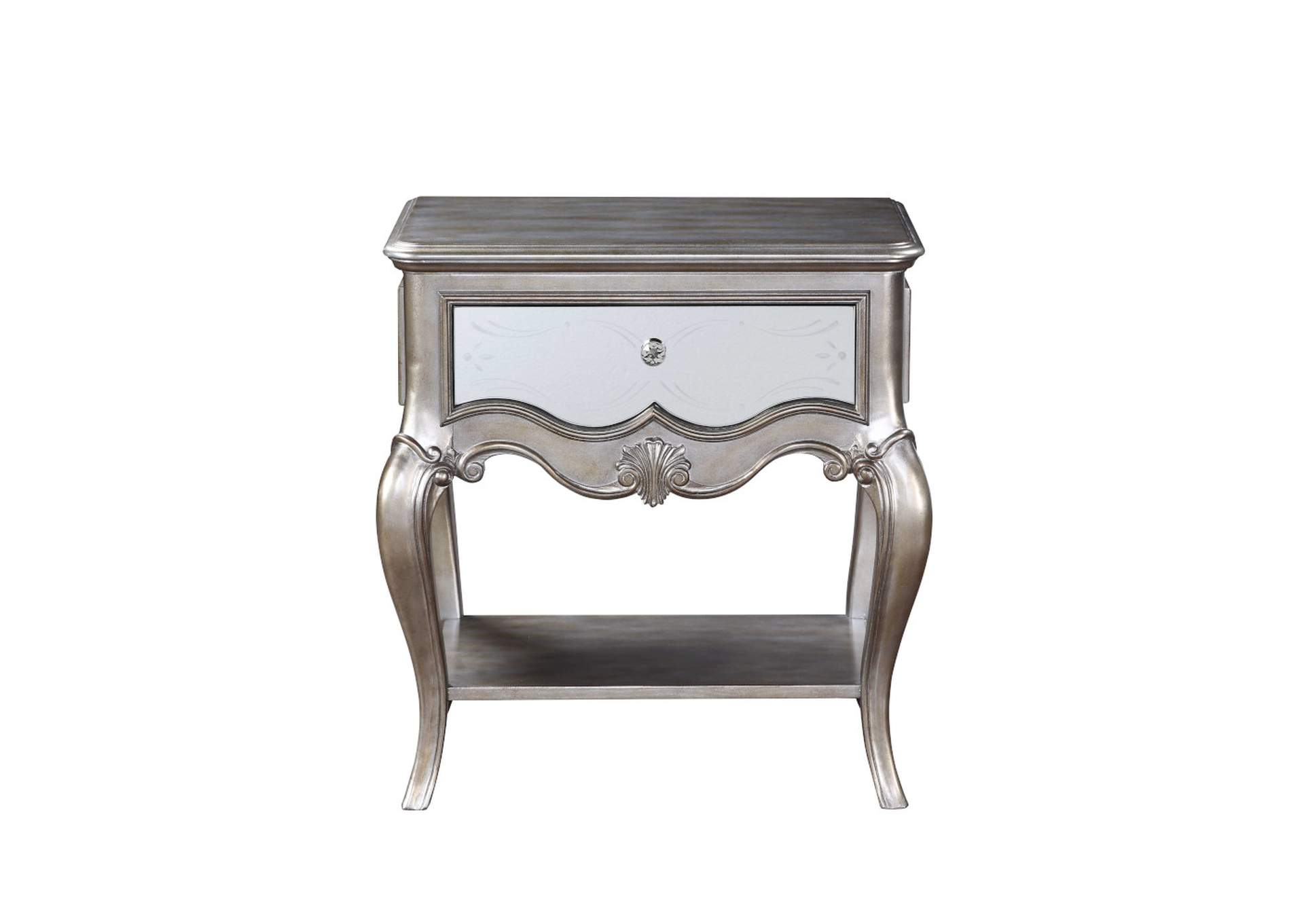 Esteban Nightstand - 1 Drw - 22207 - Glam - Wood - Poplar, Poly-Resin, Mdf, Pb - Antique Champagne image 4