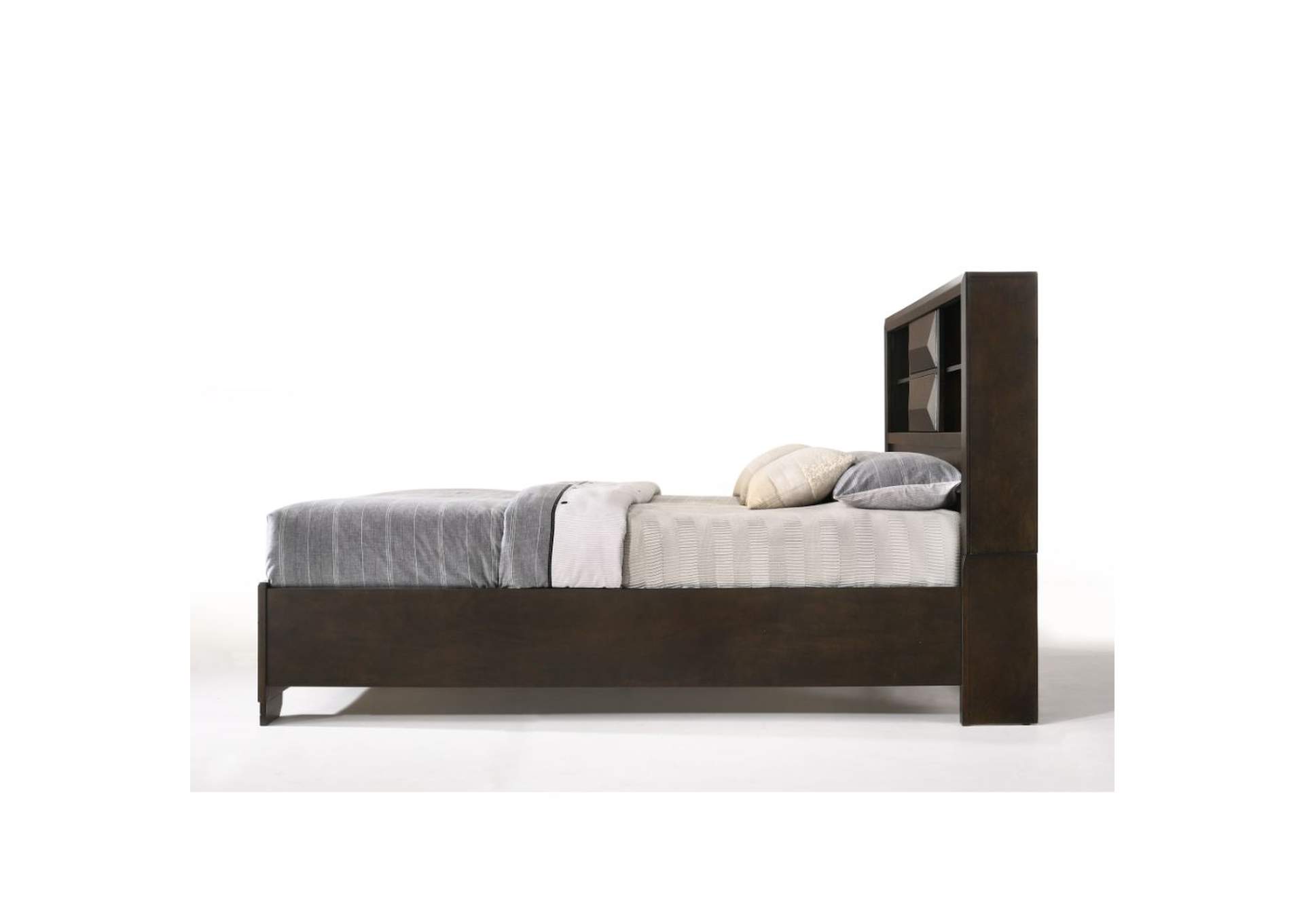 Merveille Eastern King Bed with Storage, Espresso - 1 Set in 3 Cartons image 7