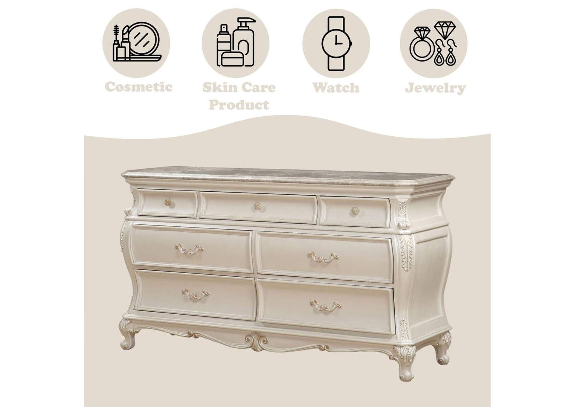 Chantelle Dresser with Marble Top image 4