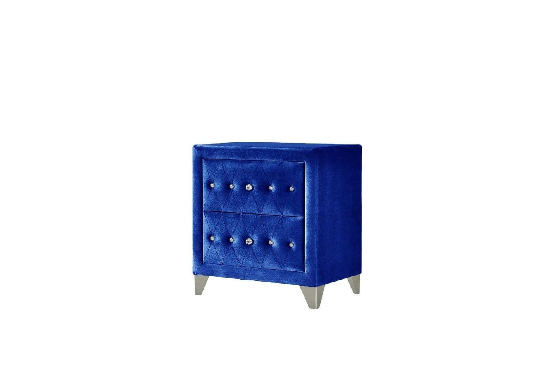 Dante Nightstand - 24223 - Glam - Velvet, Inner Frame: Mdf, Pb, Chipboard - Blue Velvet
