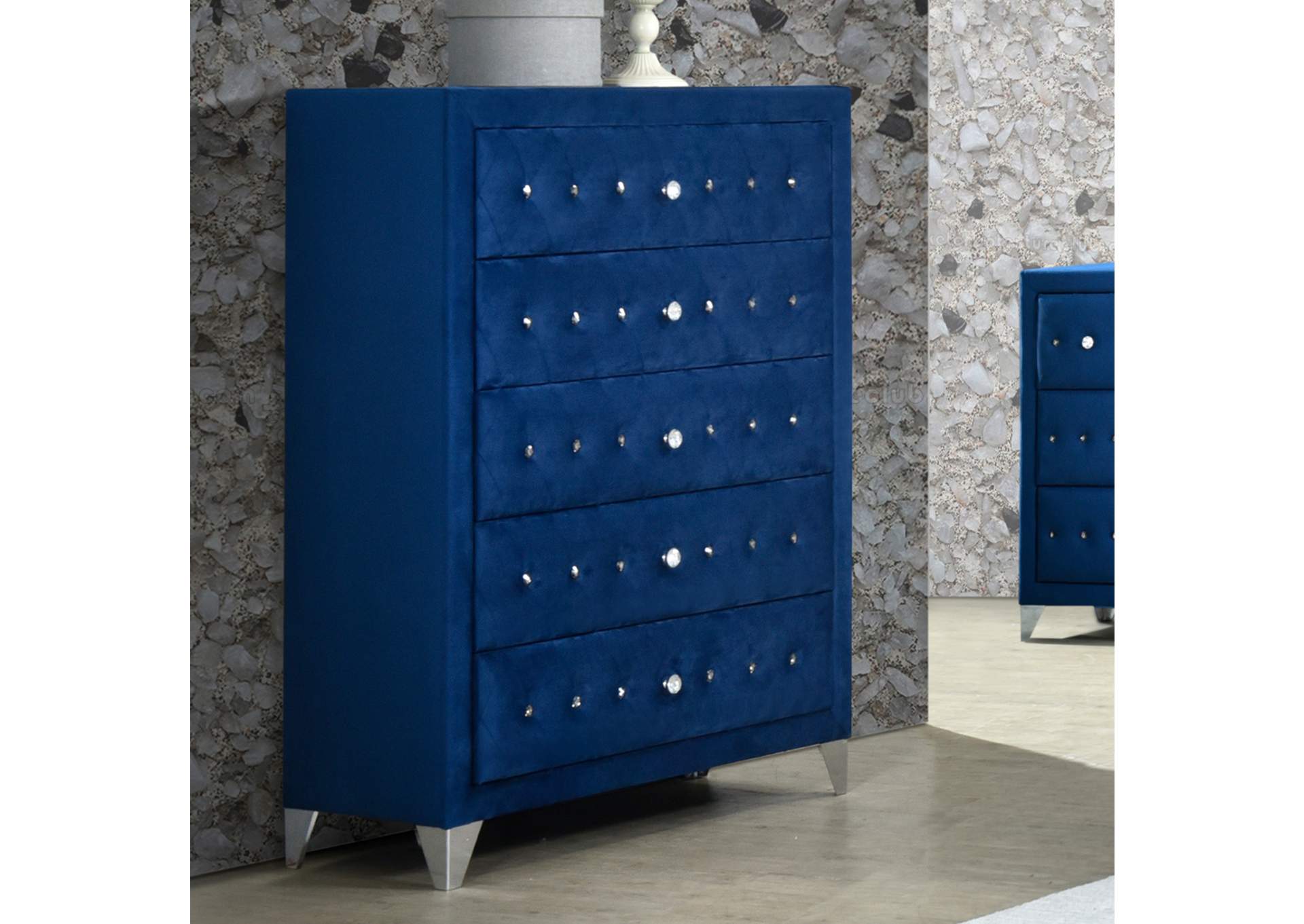 Dante Chest - 24226 - Glam - Velvet, Inner Frame: Mdf, Pb, Chipboard - Blue Velvet image 1