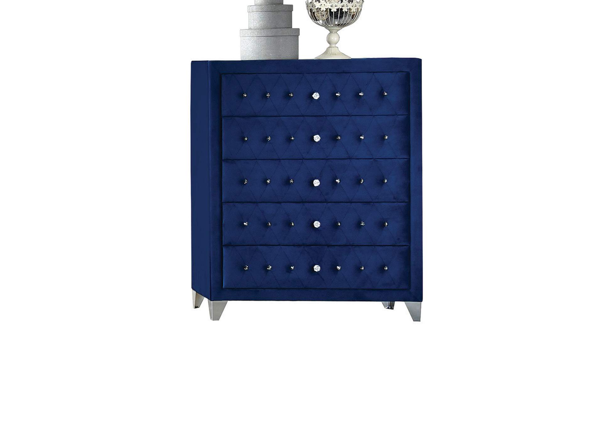 Dante Chest - 24226 - Glam - Velvet, Inner Frame: Mdf, Pb, Chipboard - Blue Velvet image 4
