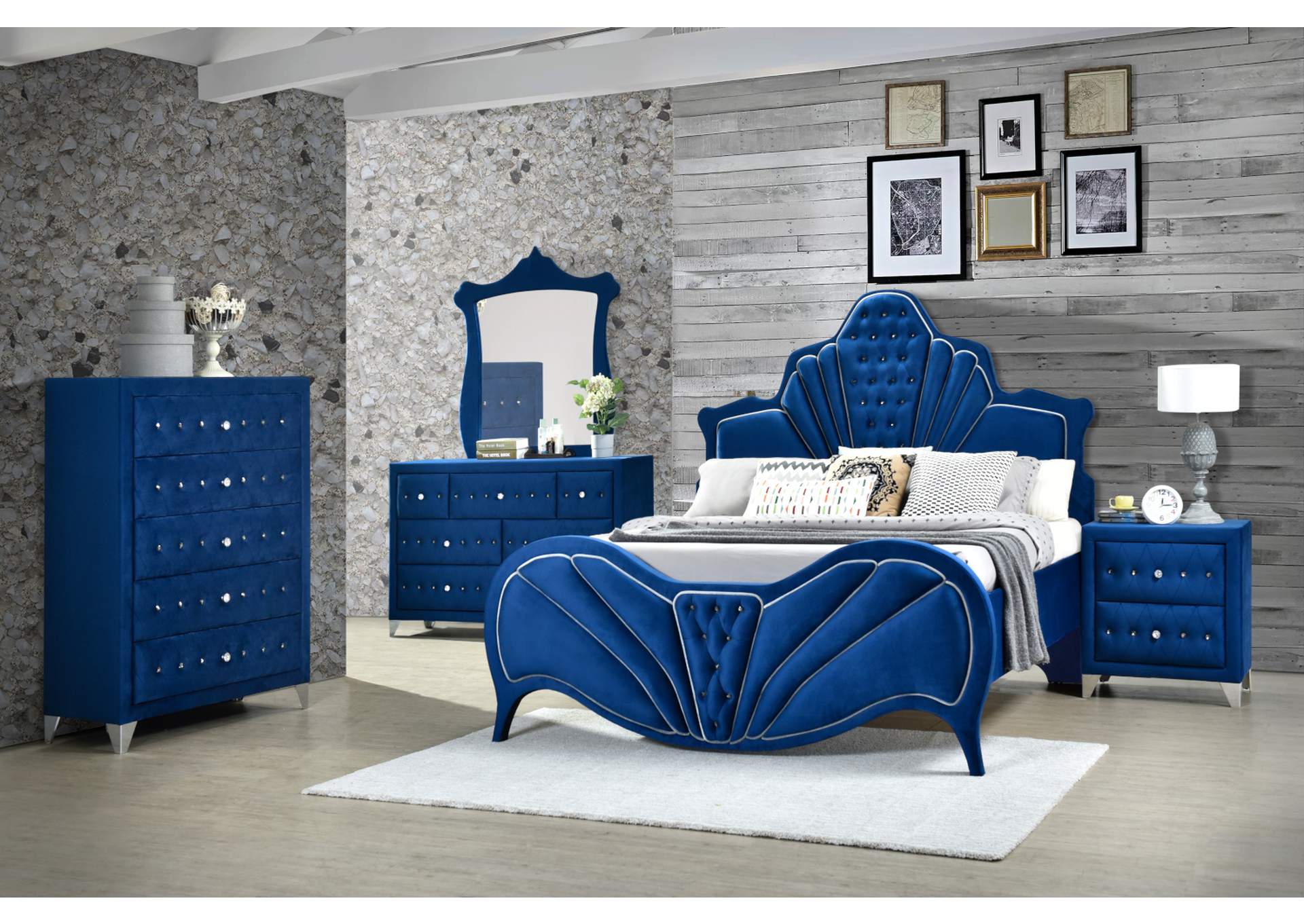 Dante Chest - 24226 - Glam - Velvet, Inner Frame: Mdf, Pb, Chipboard - Blue Velvet image 5