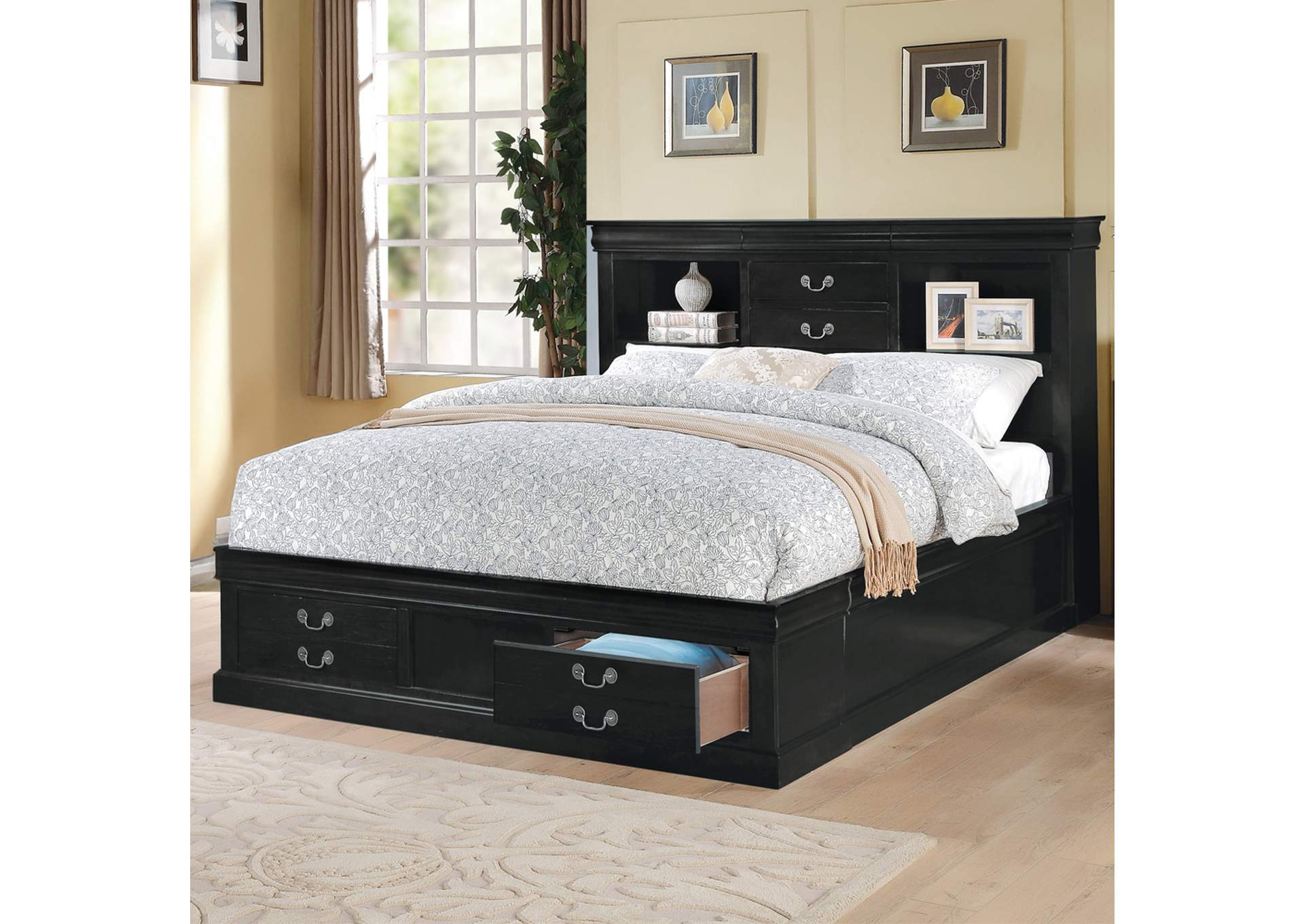 Louis Philippe Iii Queen Bed with Storage
