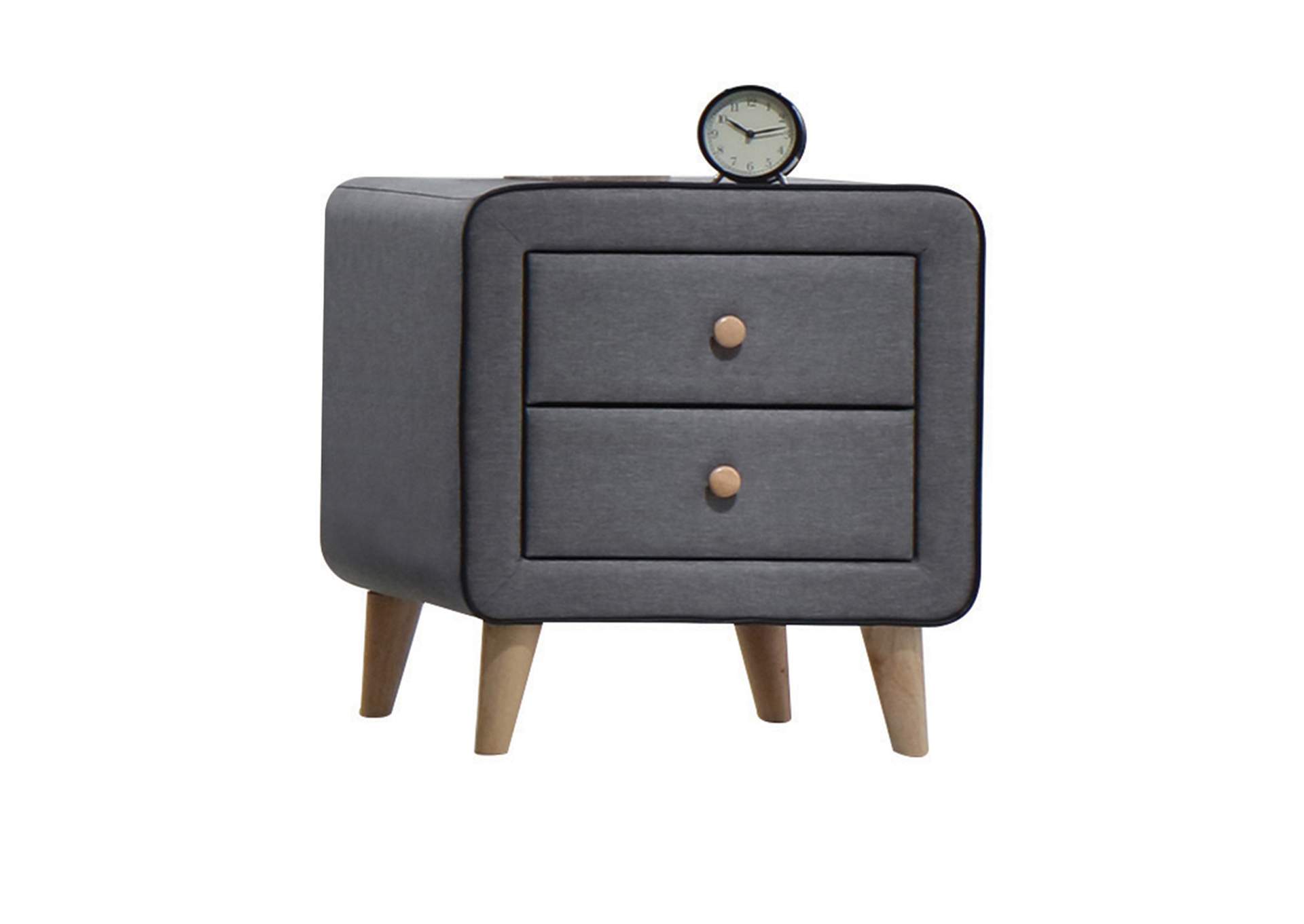 Valda Nightstand, Light Gray Fabric image 3