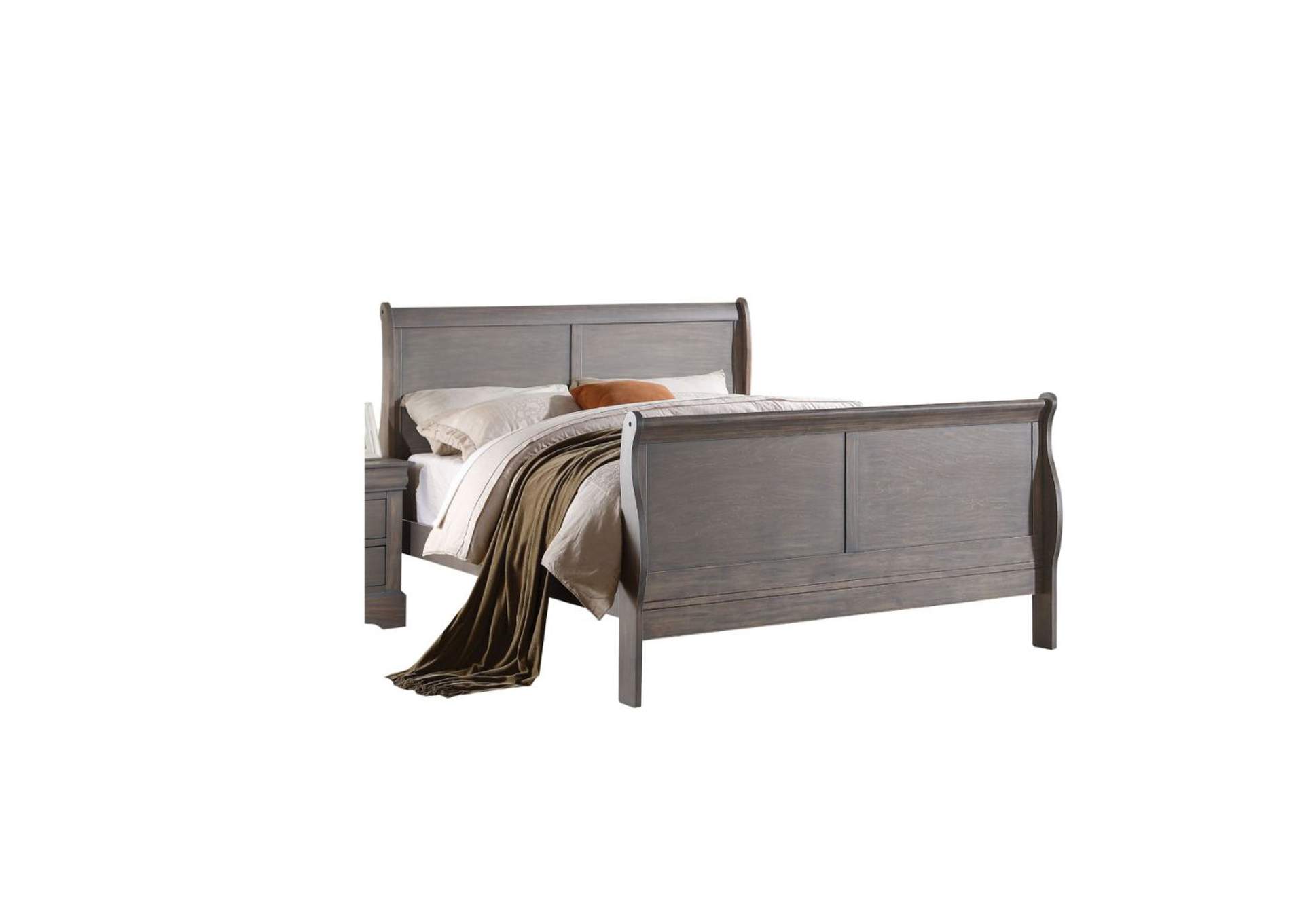 Louis Philippe Iii Queen Bed, Antique Gray - 1 Set in 2 Cartons image 1