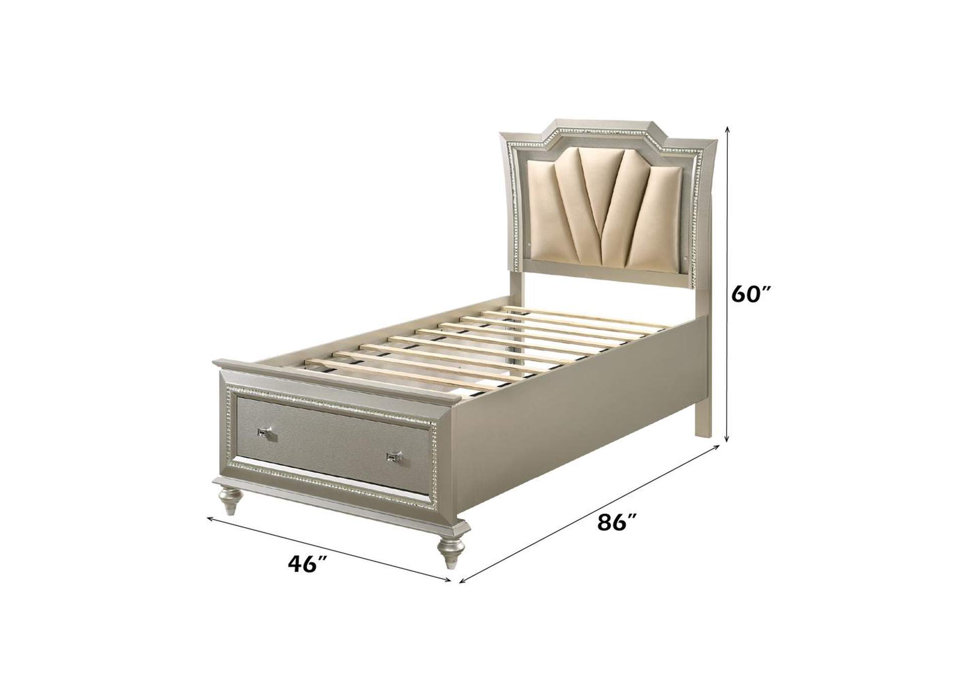 Kaitlyn Twin Bed with Led and Storage image 5