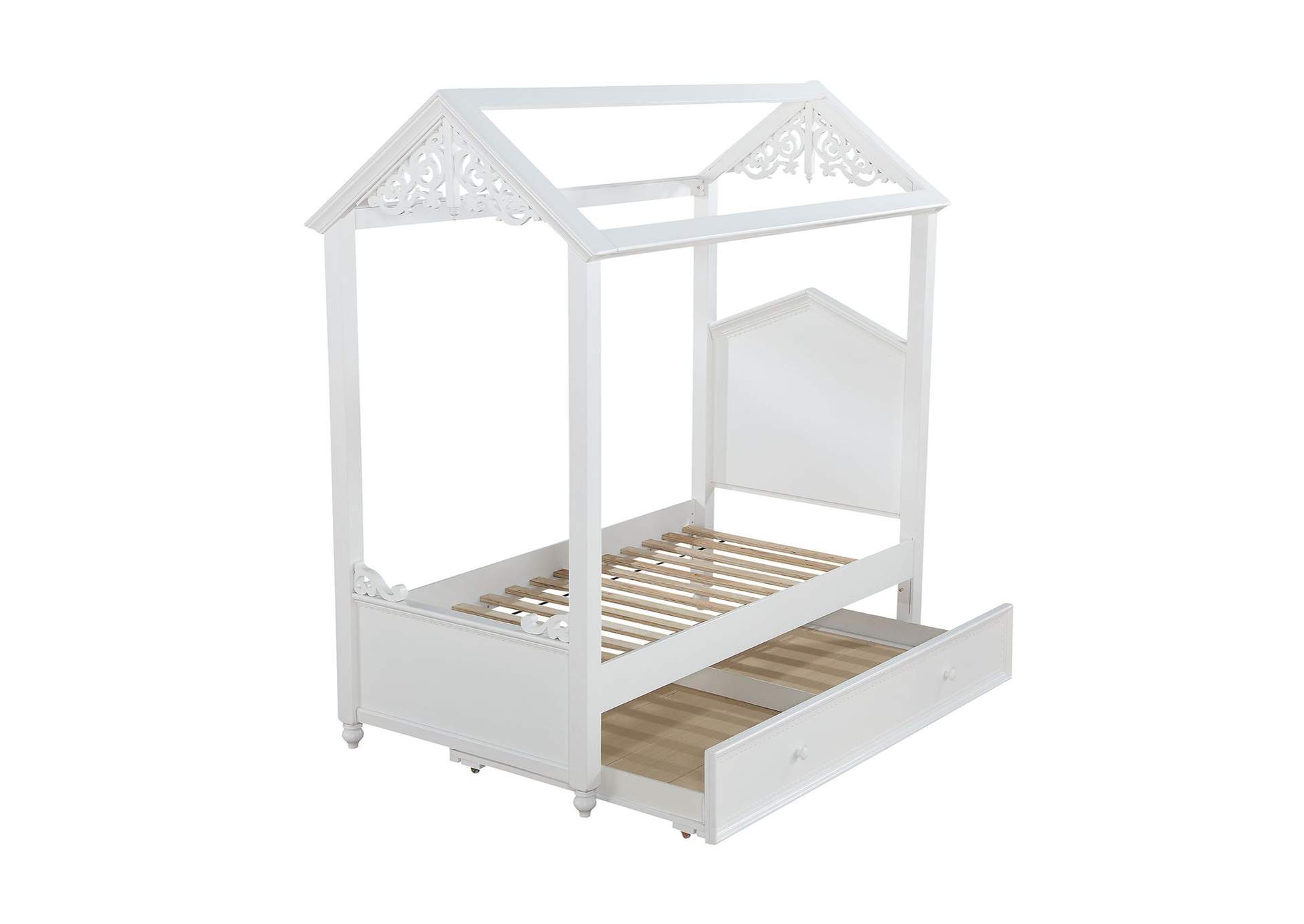 Rapunzel Twin Bed, White - 1 Set in 2 Cartons image 1