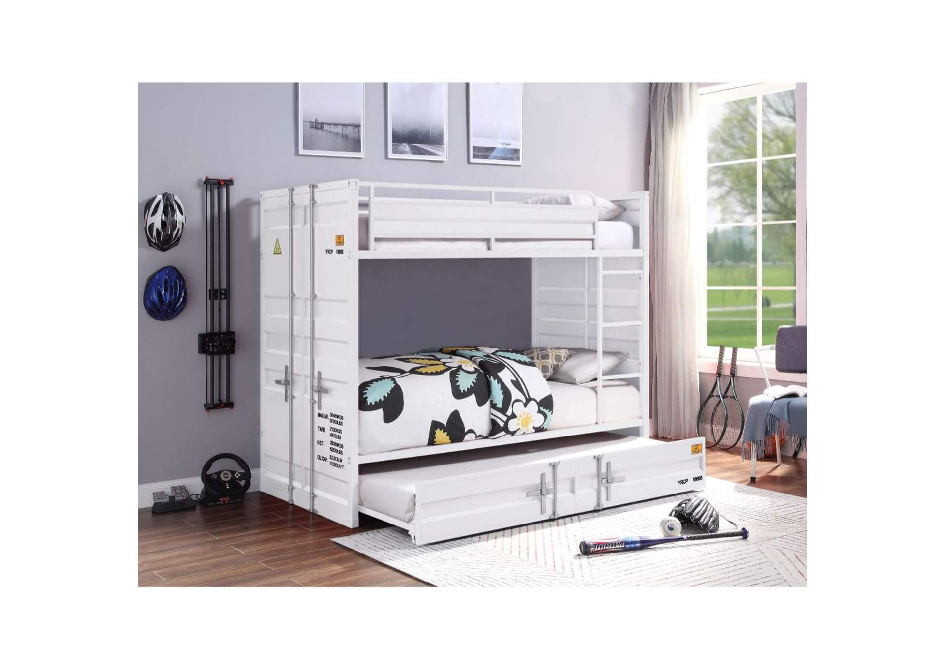 Cargo Bunk Bed - Twin-Twin, White - 1 Set in 2 Cartons image 3
