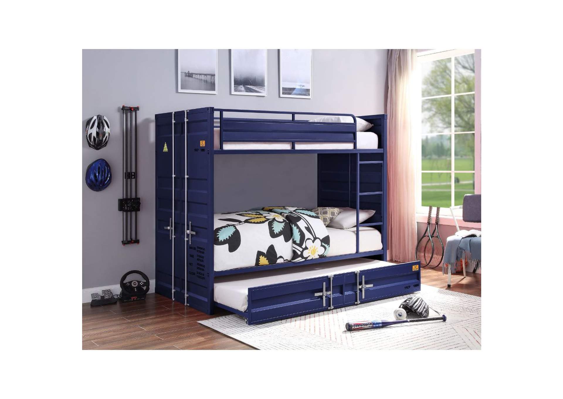 Cargo Bunk Bed - Twin-Twin, Blue - 1 Set in 2 Cartons image 3