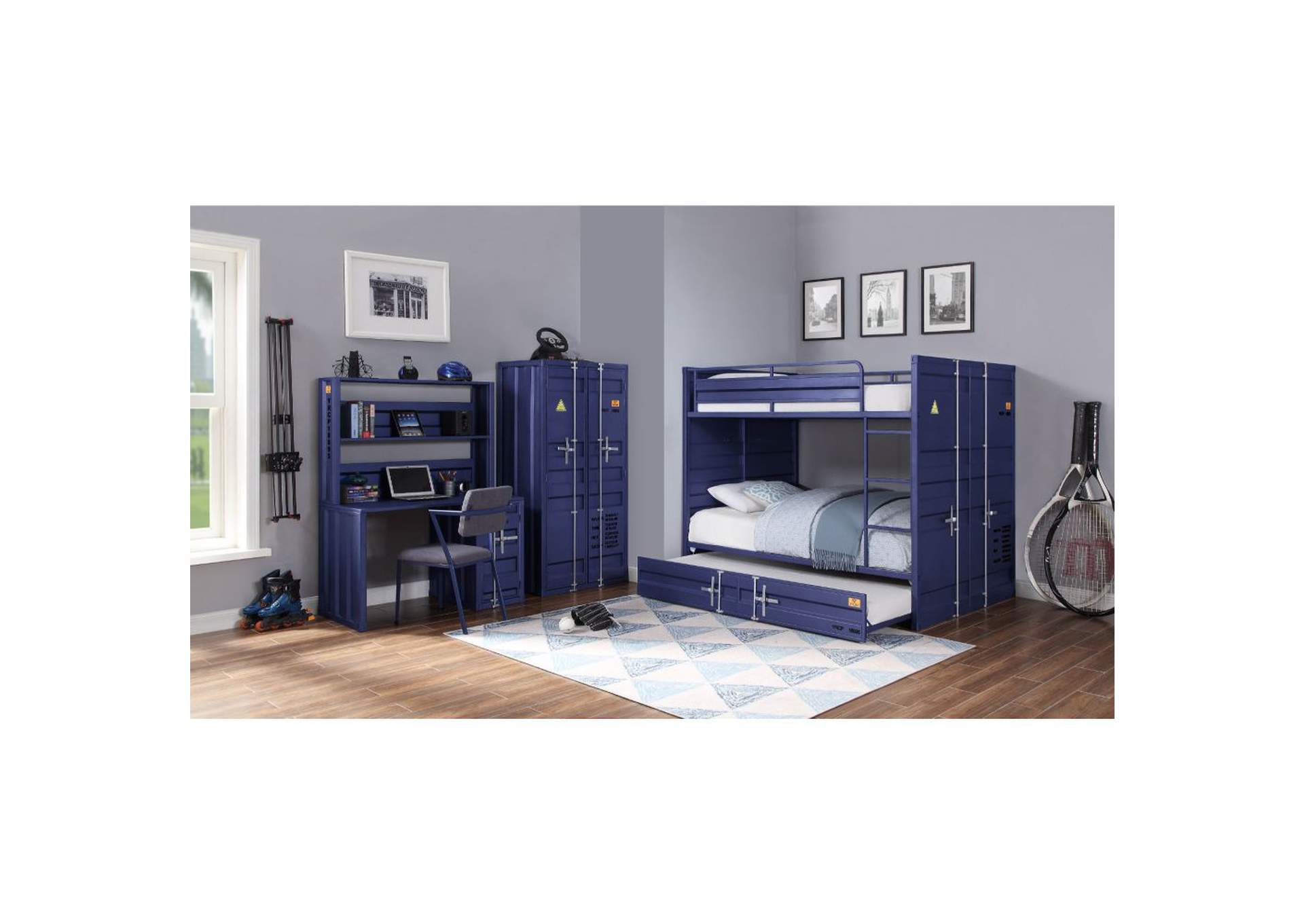 Cargo Bunk Bed - Twin-Twin, Blue - 1 Set in 2 Cartons image 4