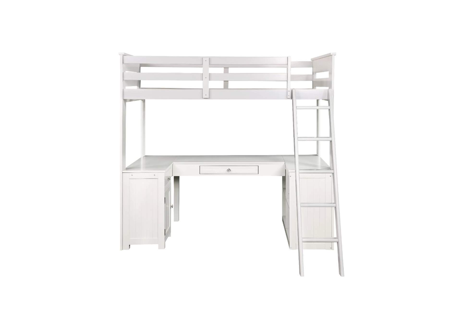 Ambar Loft Bed with Chest, Desk and Bookcase - 38065 - Cottage - Wood - Pine, Mdf - Light Gray image 3