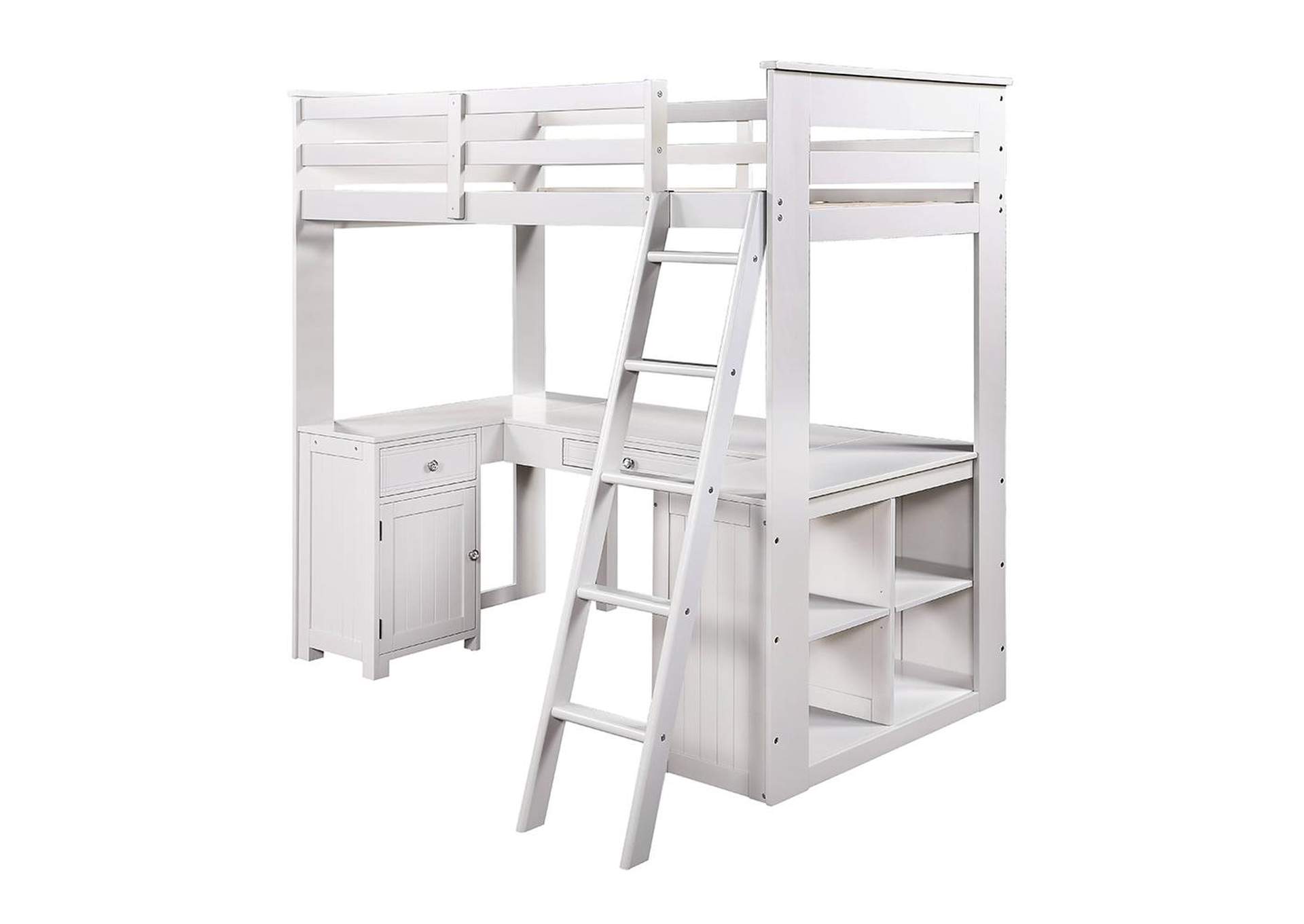 Ambar Twin Loft Bed with Desk and Bookcase and Chest image 3