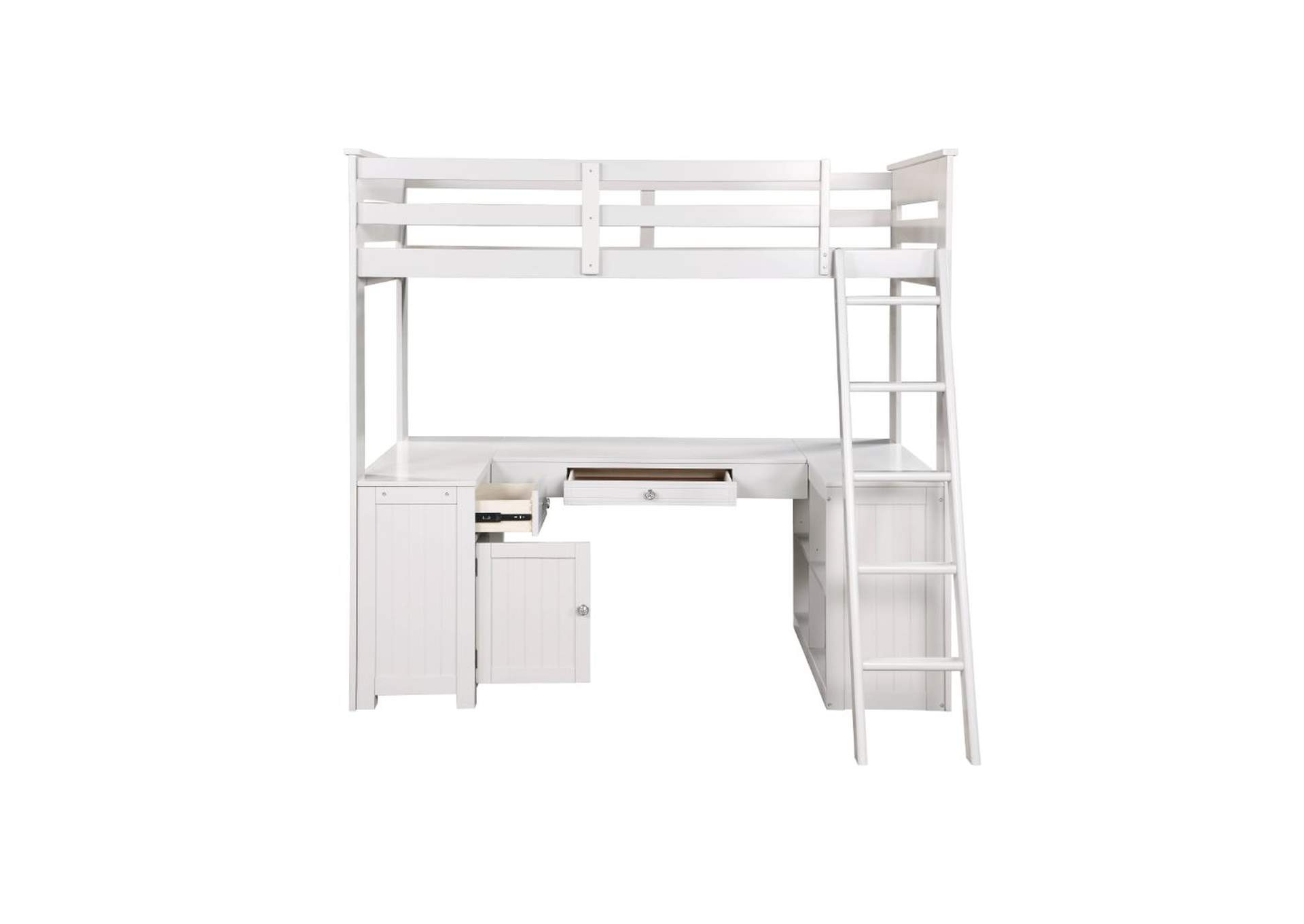 Ambar Loft Bed with Chest, Desk and Bookcase - 38065 - Cottage - Wood - Pine, Mdf - Light Gray image 5