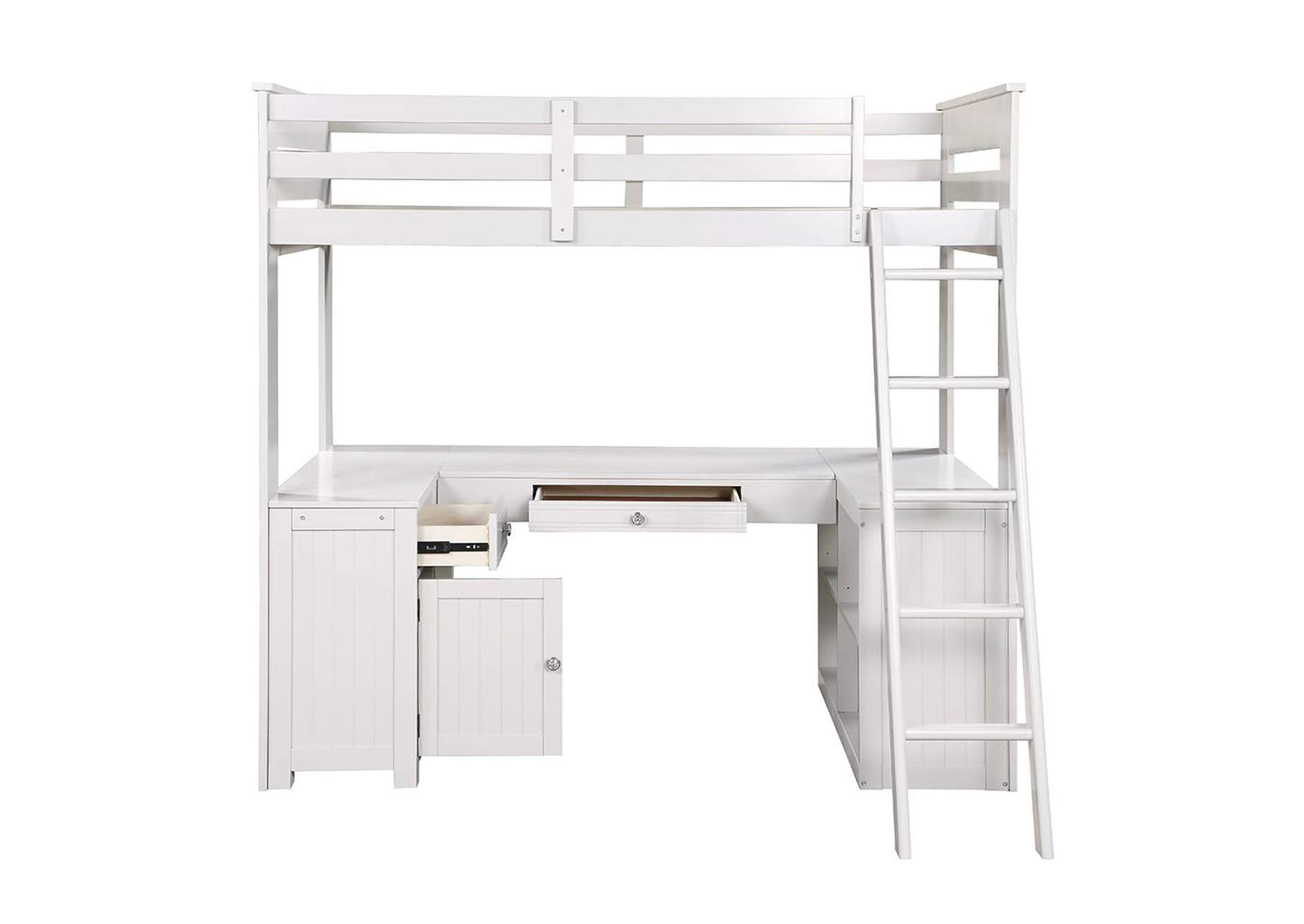 Ambar Twin Loft Bed with Desk and Bookcase and Chest image 6