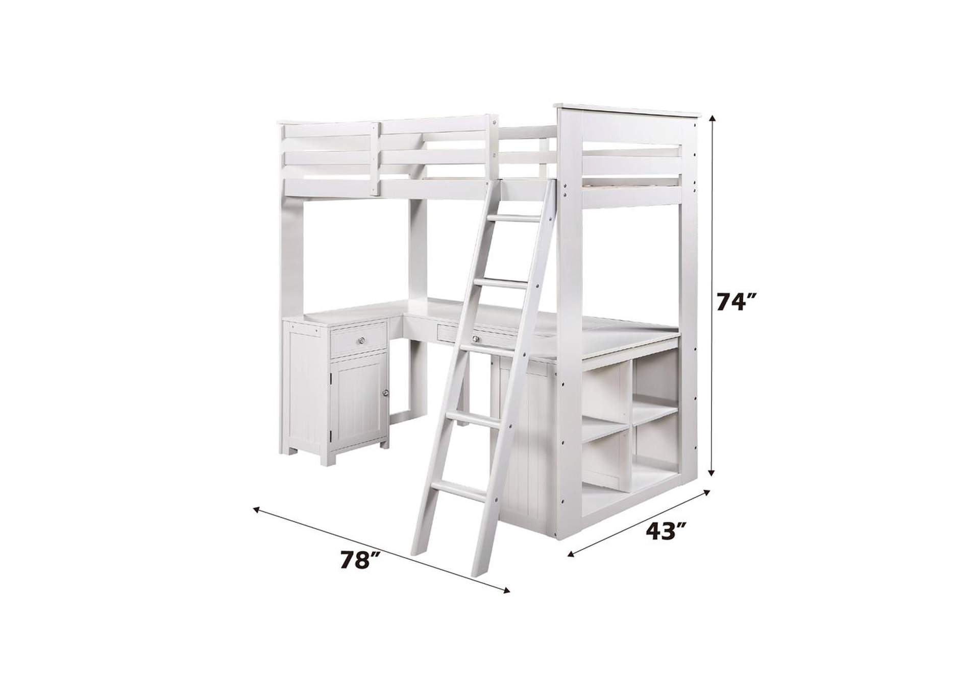 Ambar Twin Loft Bed with Desk and Bookcase and Chest image 10