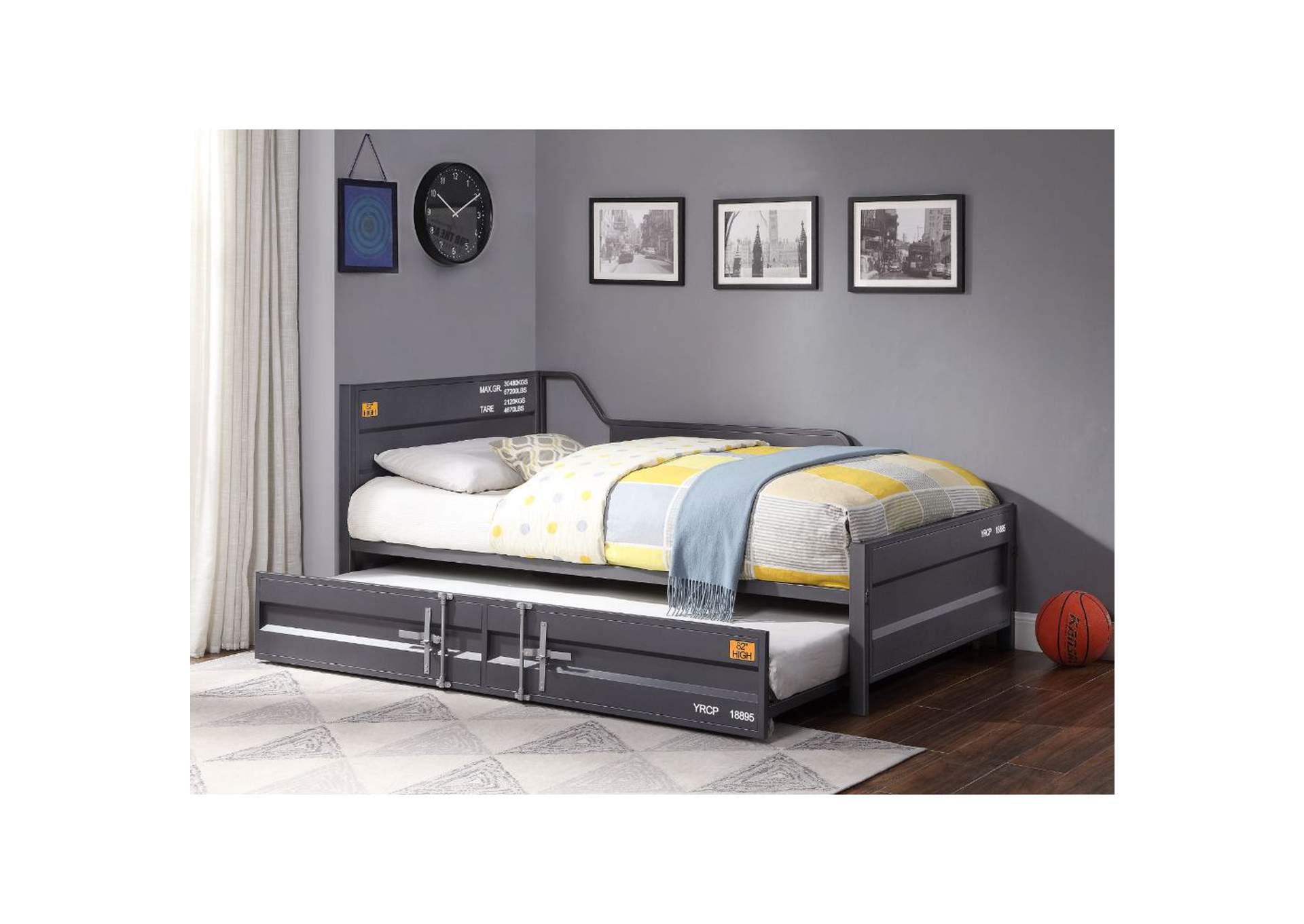Cargo Daybed and Trundle - Twin Size, Gunmetal - 1 Set in 1 Cartons