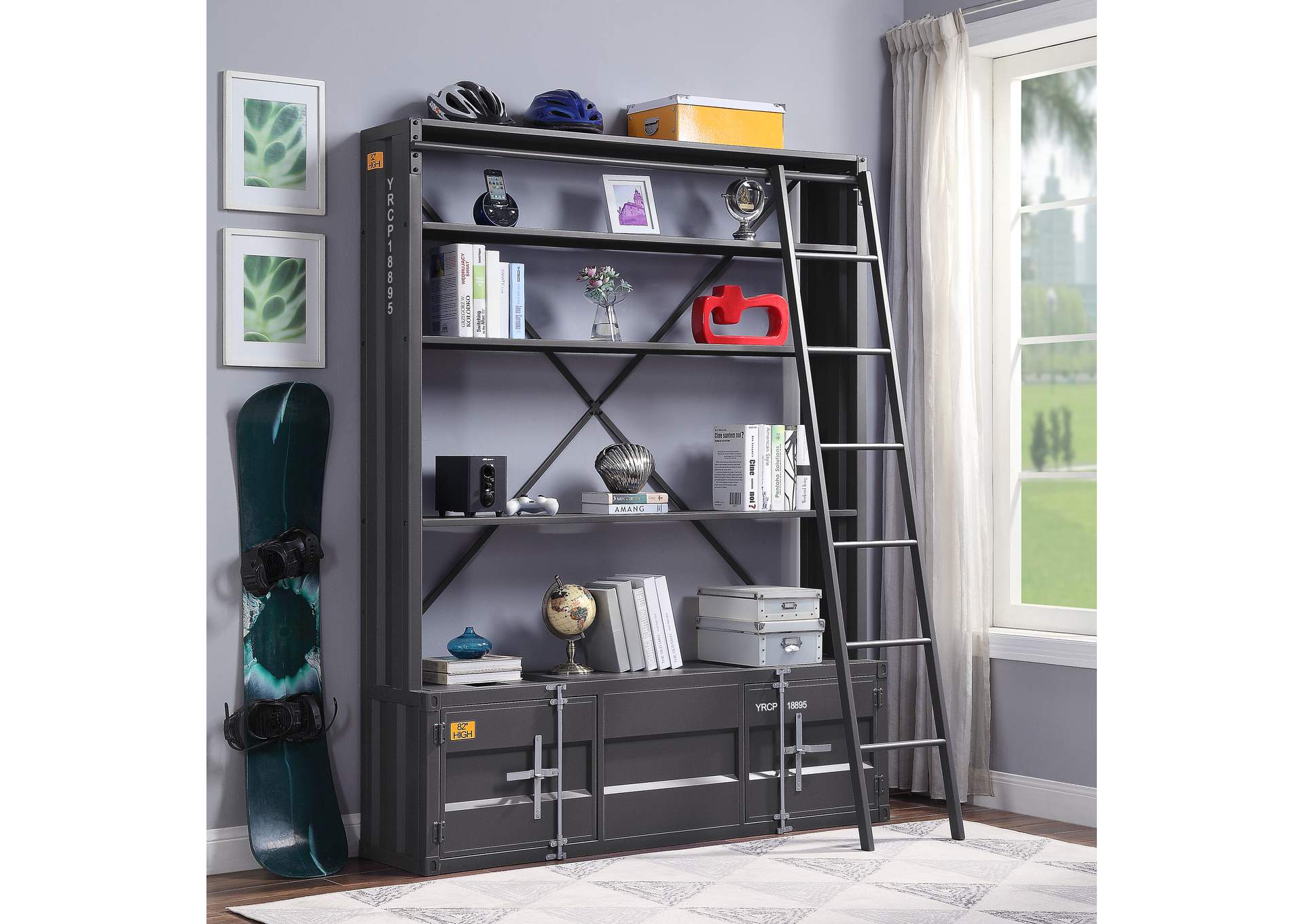 Cargo Bookcase with Ladder