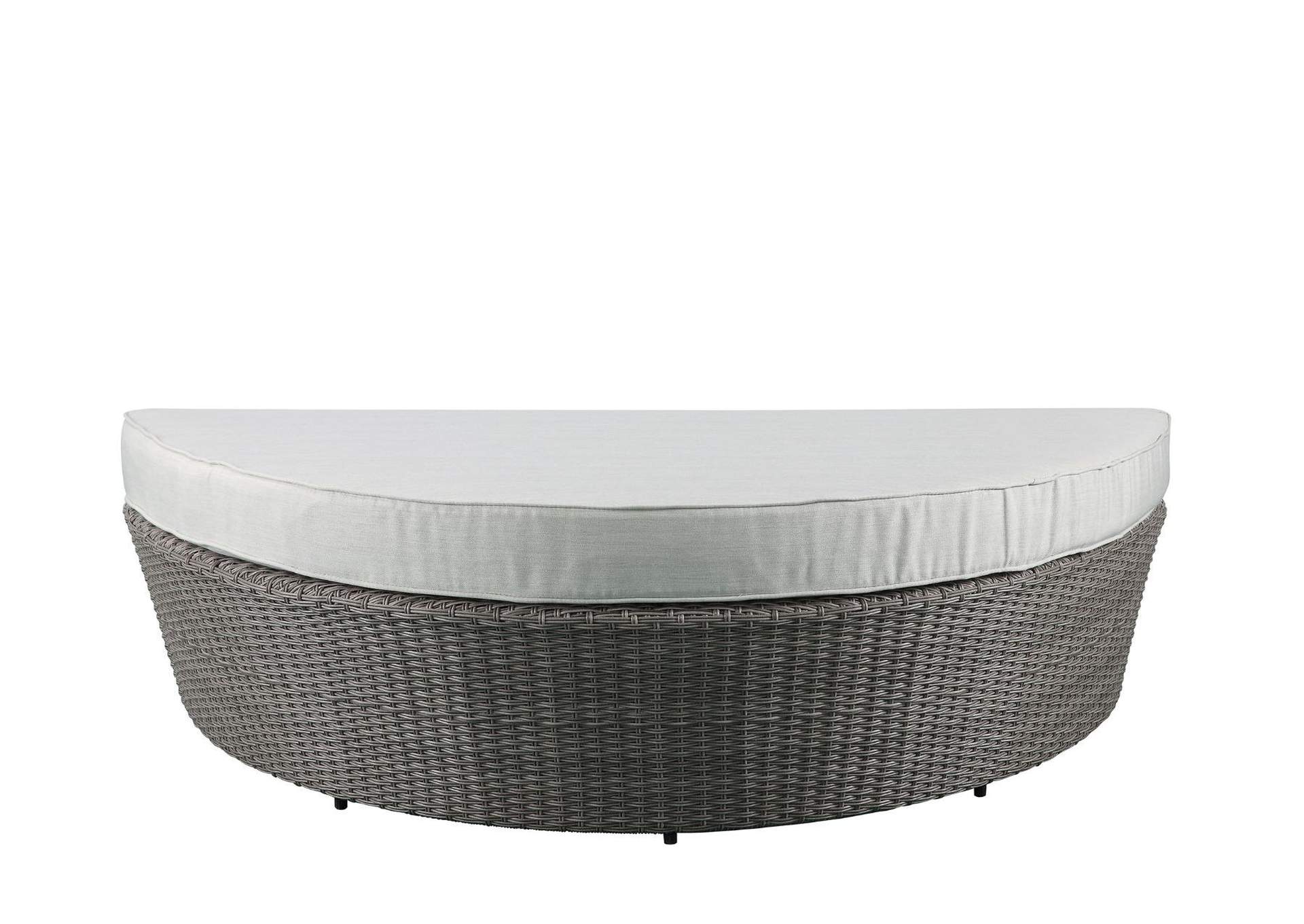 Salena Patio Canopy Sofa and Ottoman, Beige Fabric and Gray Wicker image 12
