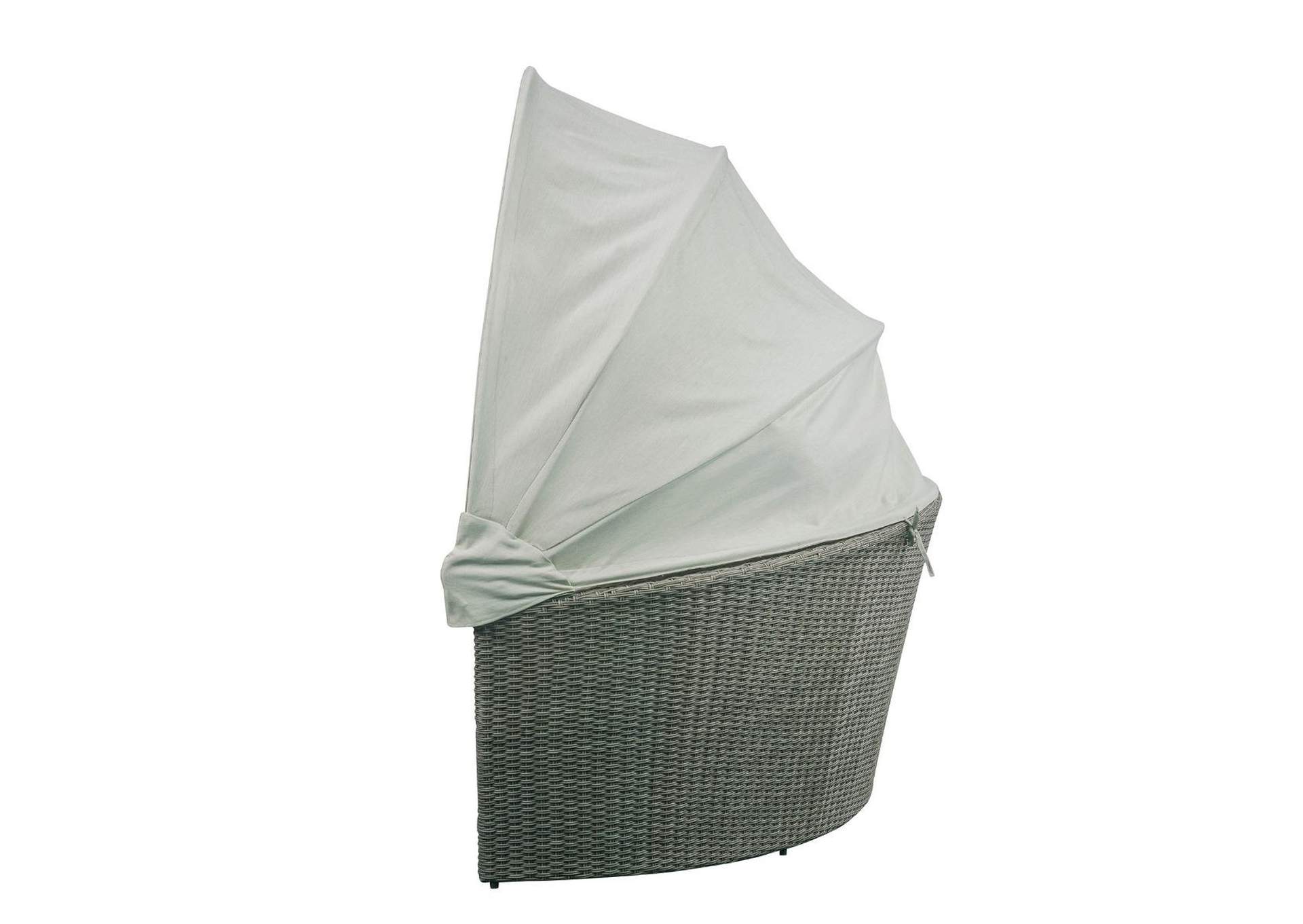 Salena Patio Canopy Sofa and Ottoman, Beige Fabric and Gray Wicker image 5