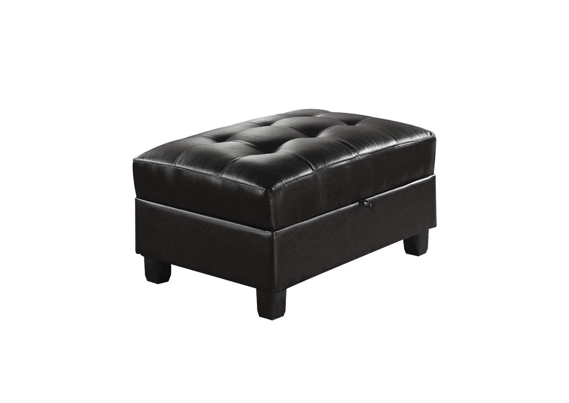 Kiva Ottoman with Storage, Black Bonded Leather Match image 1