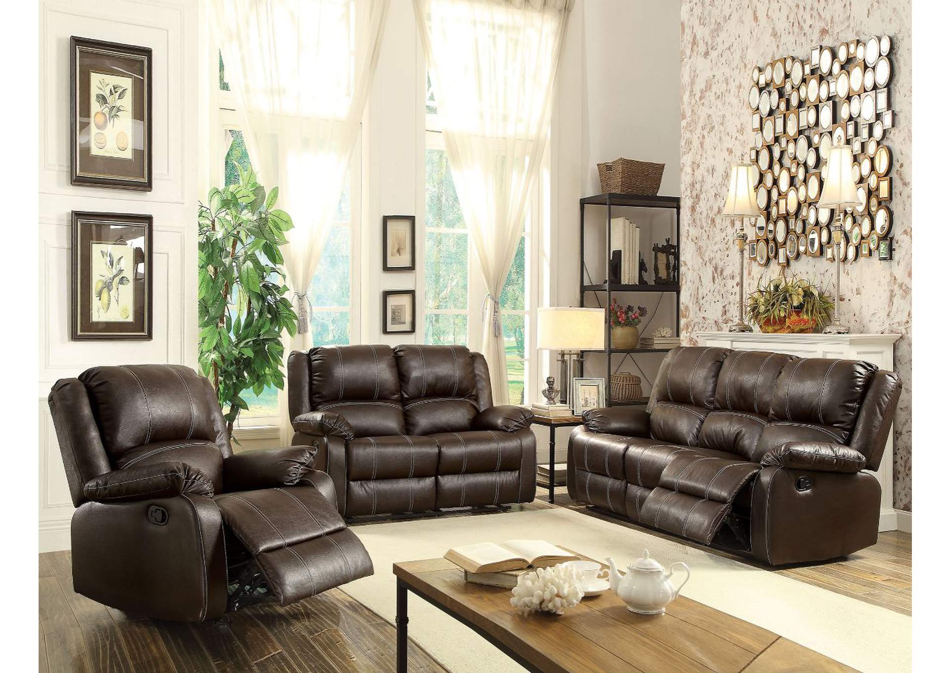 Zuriel Sofa - Motion, Brown Pu image 1