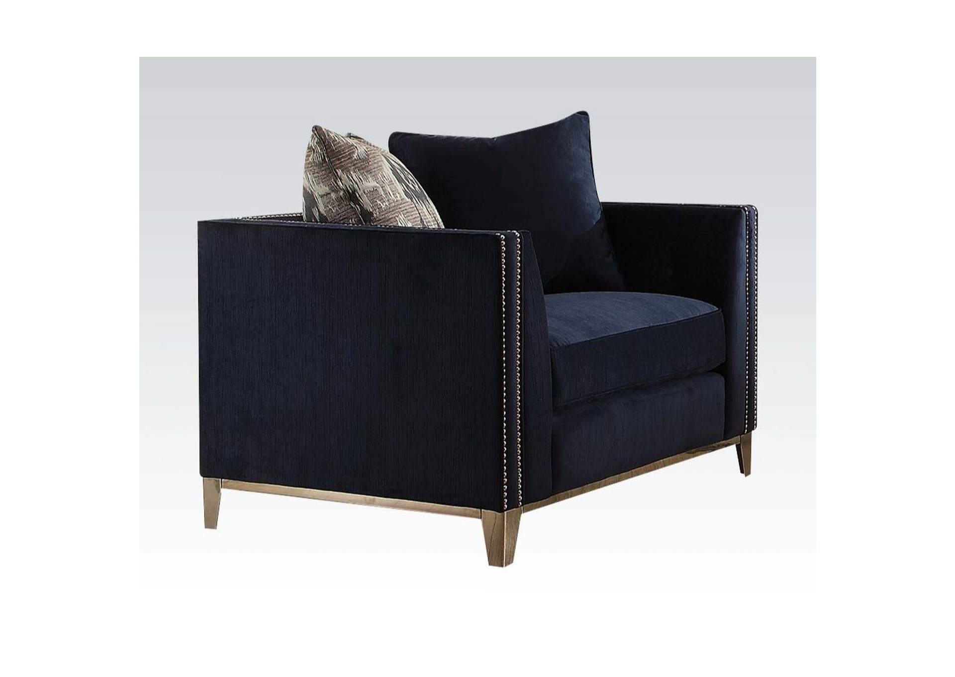 Phaedra Chair with 2 Pillows, Blue Fabric image 1