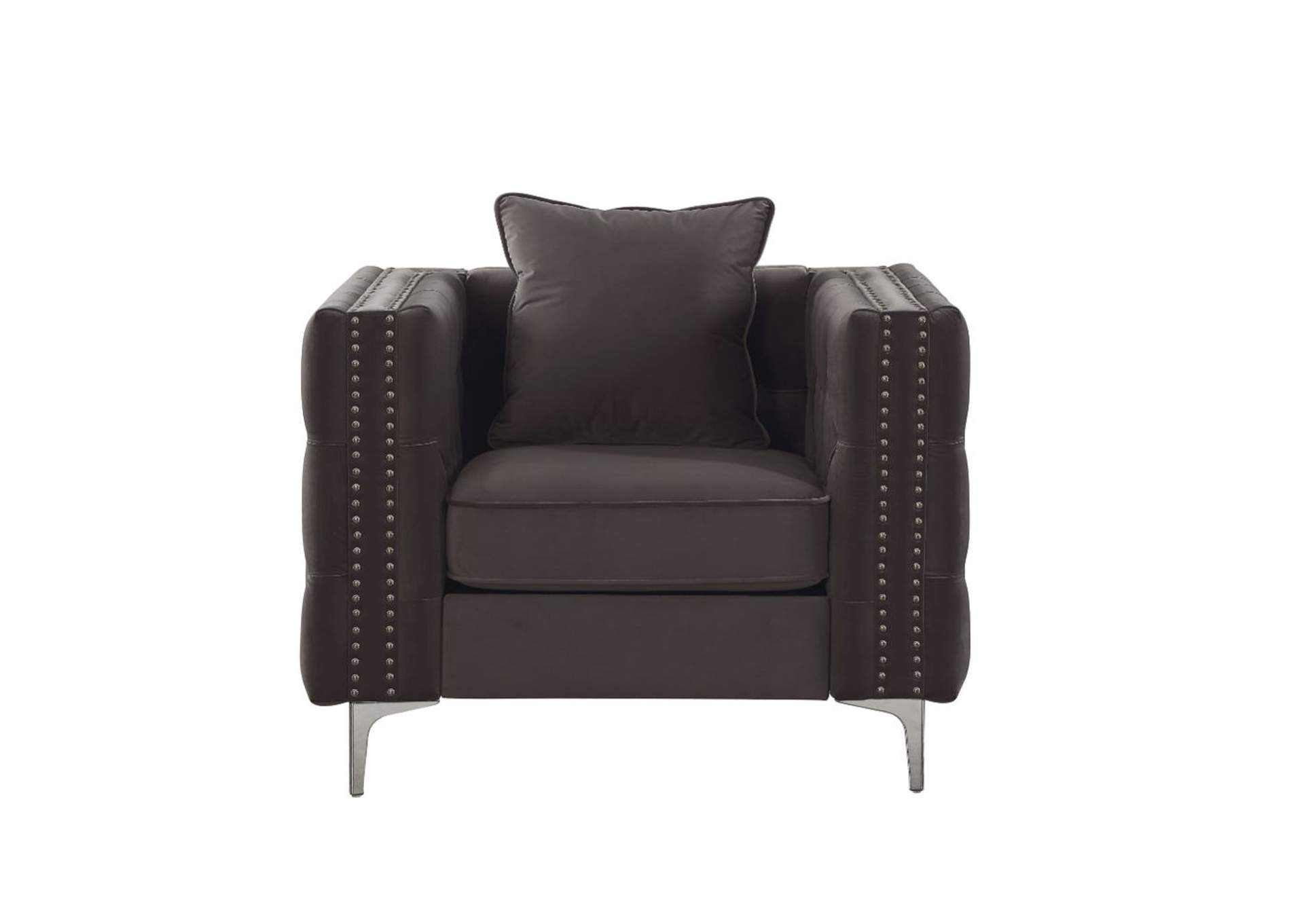 Gillian Ii Chair with 1 Pillow, Dark Gray Velvet - 1 Set in 2 Cartons image 3