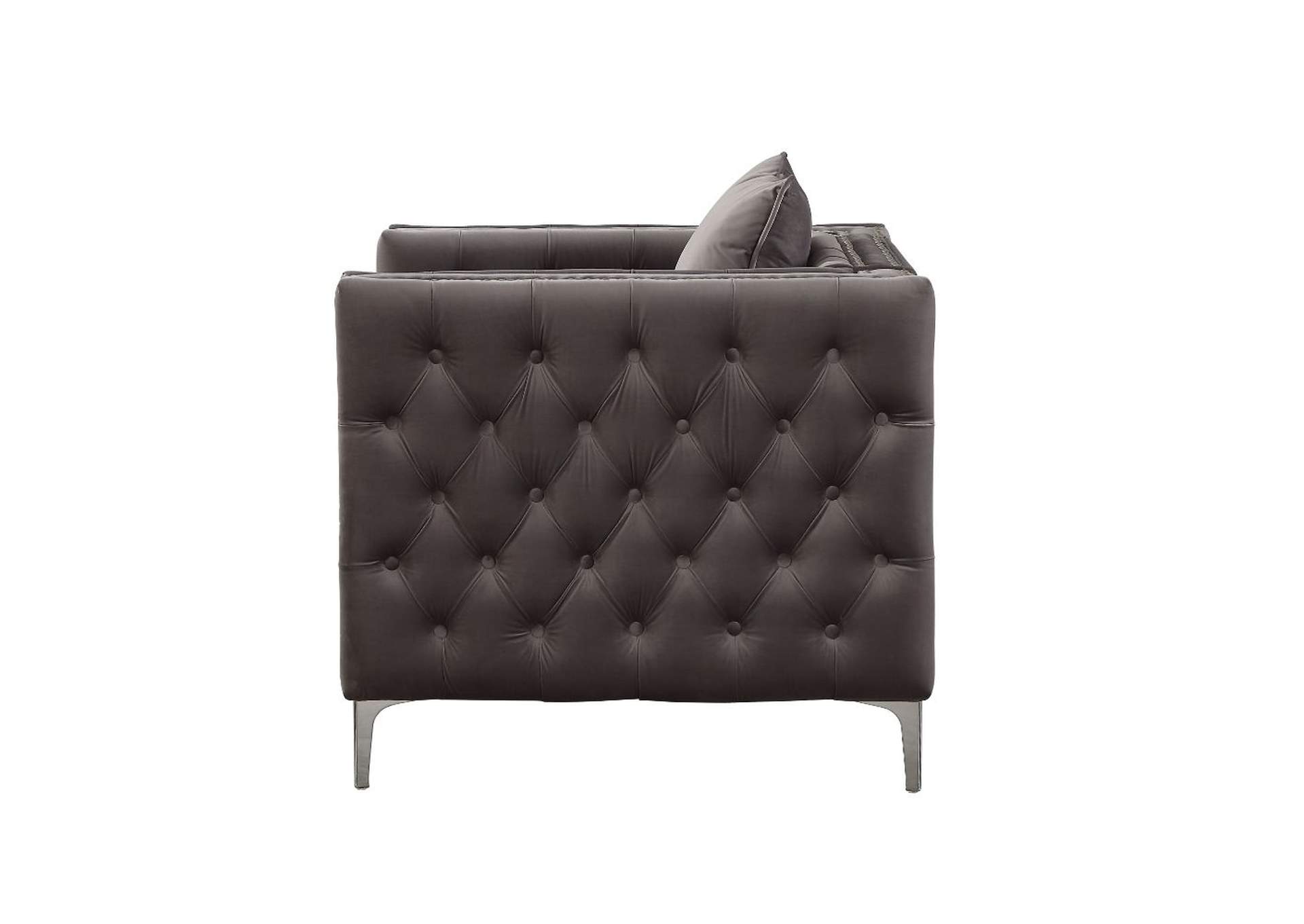 Gillian Ii Chair with 1 Pillow, Dark Gray Velvet - 1 Set in 2 Cartons image 4