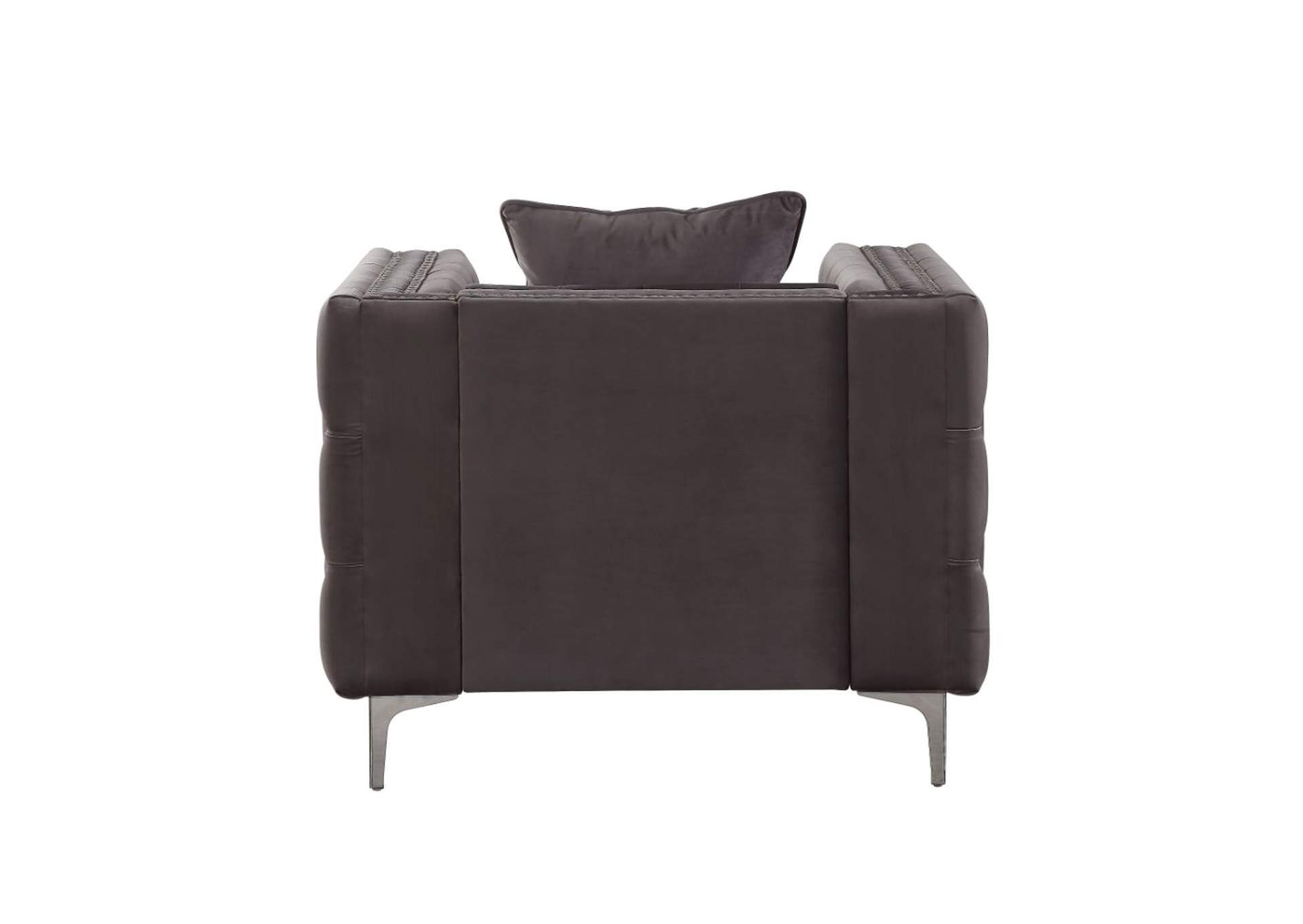 Gillian Ii Chair with 1 Pillow, Dark Gray Velvet - 1 Set in 2 Cartons image 5