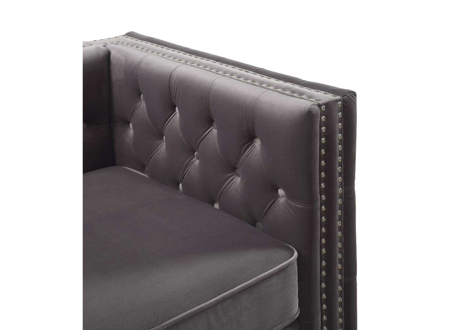Gillian Ii Chair with 1 Pillow, Dark Gray Velvet - 1 Set in 2 Cartons image 6
