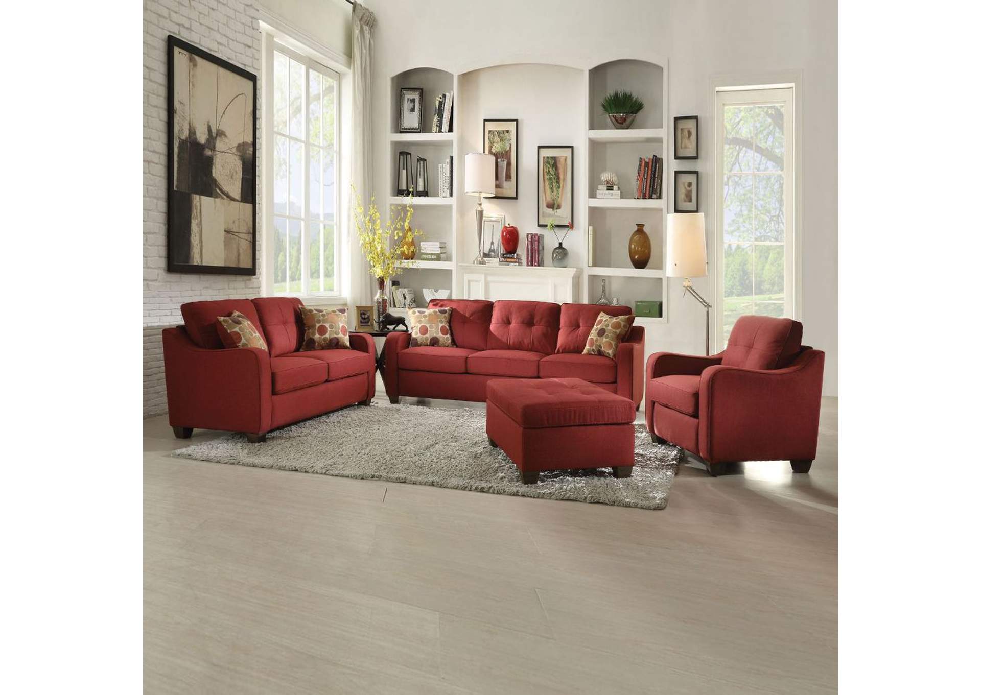 Cleavon Ii Sofa with 2 Pillows, Red Linen image 3