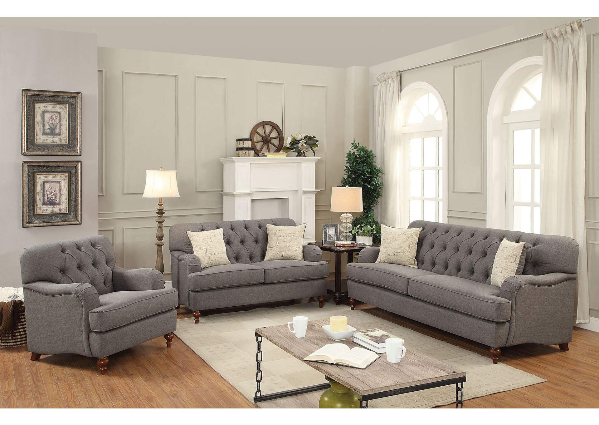 Alianza Sofa with 2 Pillows, Dark Gray Fabric image 1