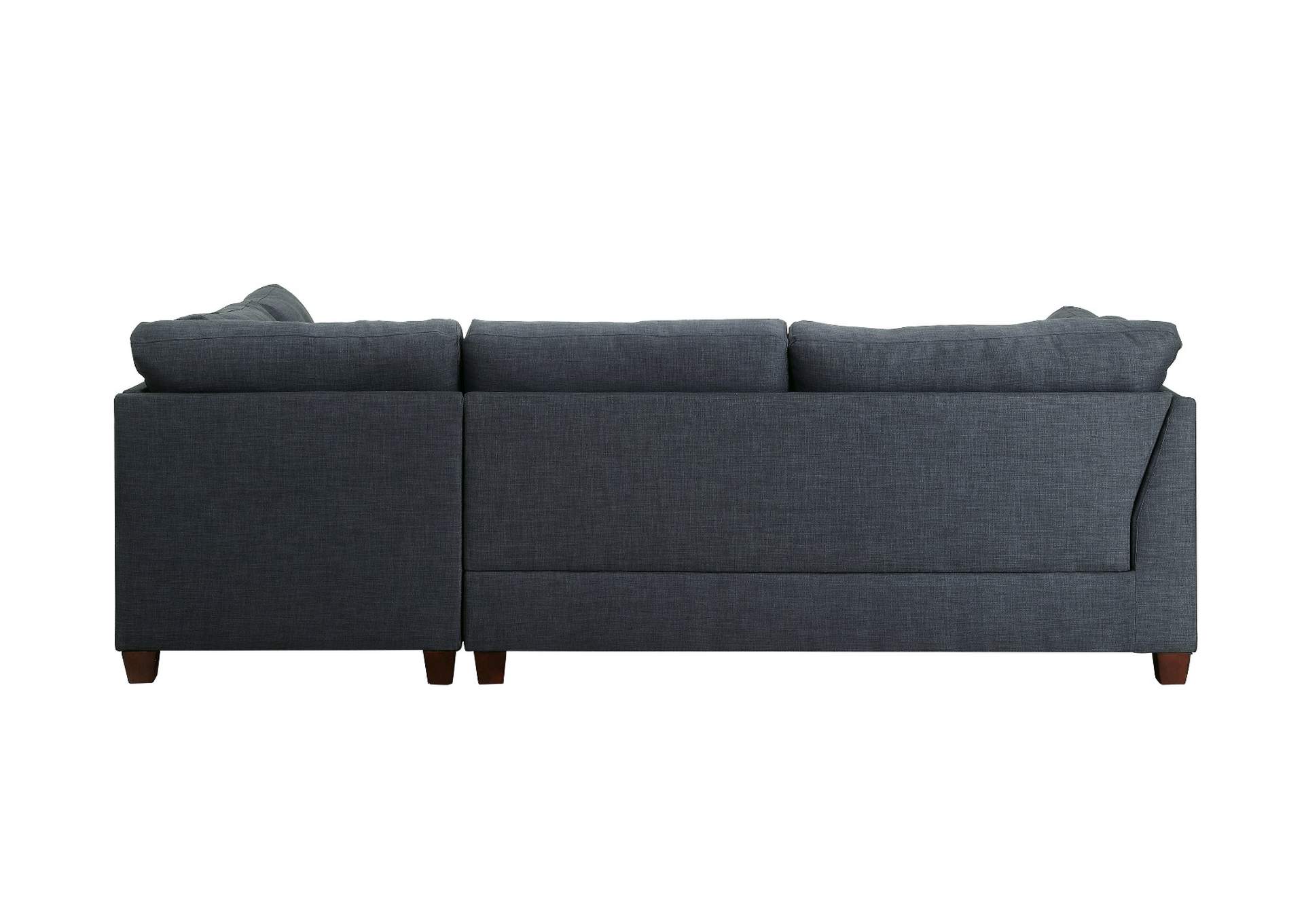 Laurissa Sectional Sofa and Ottoman - 2 Pillows, Dark Blue Linen - 1 Set in 2 Cartons image 4
