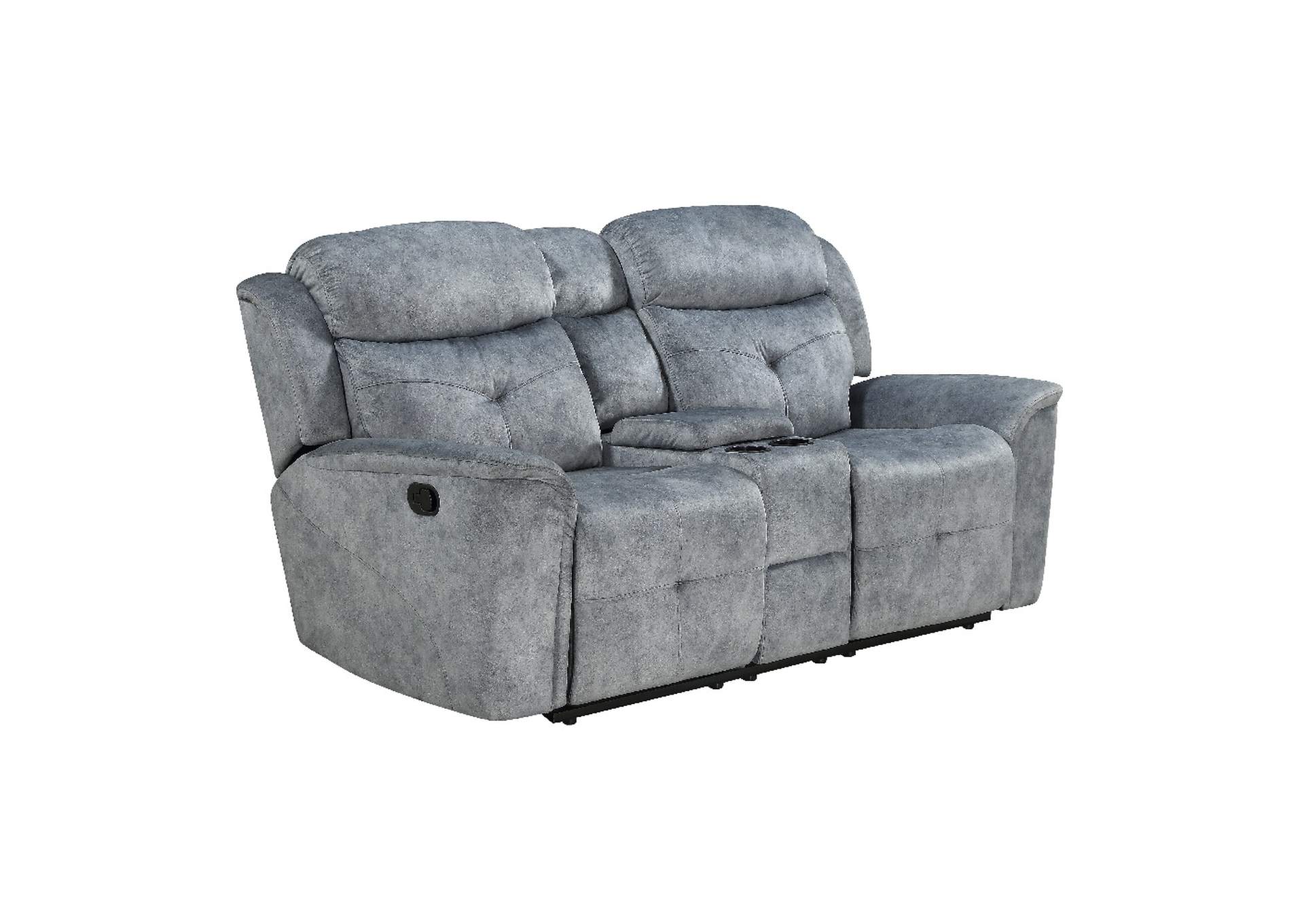 Mariana Loveseat with Console - Motion, Silver Gray Fabric image 3