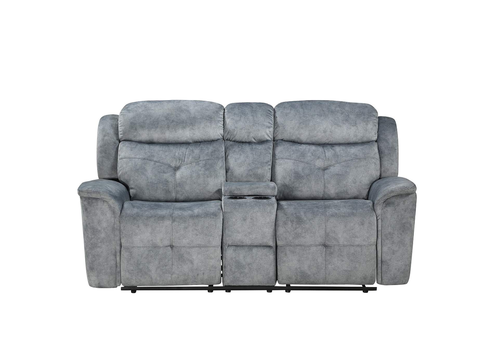 Mariana Loveseat with Console - Motion, Silver Gray Fabric image 4