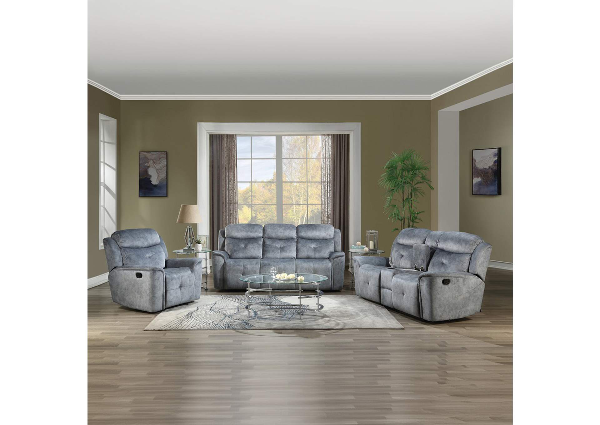 Mariana Loveseat with Console - Motion, Silver Gray Fabric image 8