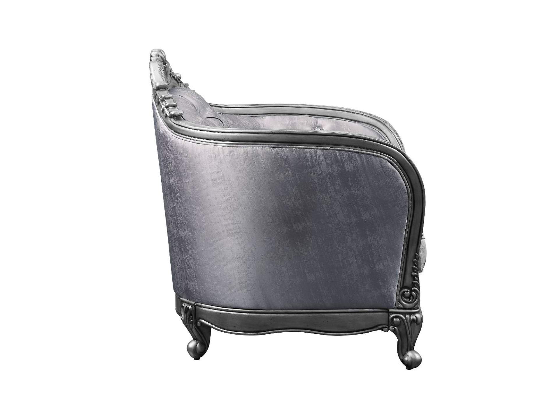 Ariadne Loveseat with 3 Pillows - 55346 - Traditional - Pu, Wood Molding-Leg - Poplar, Frame: Wood - Poplar, Poly-Resin, Foam - Fabric and Platinum image 4