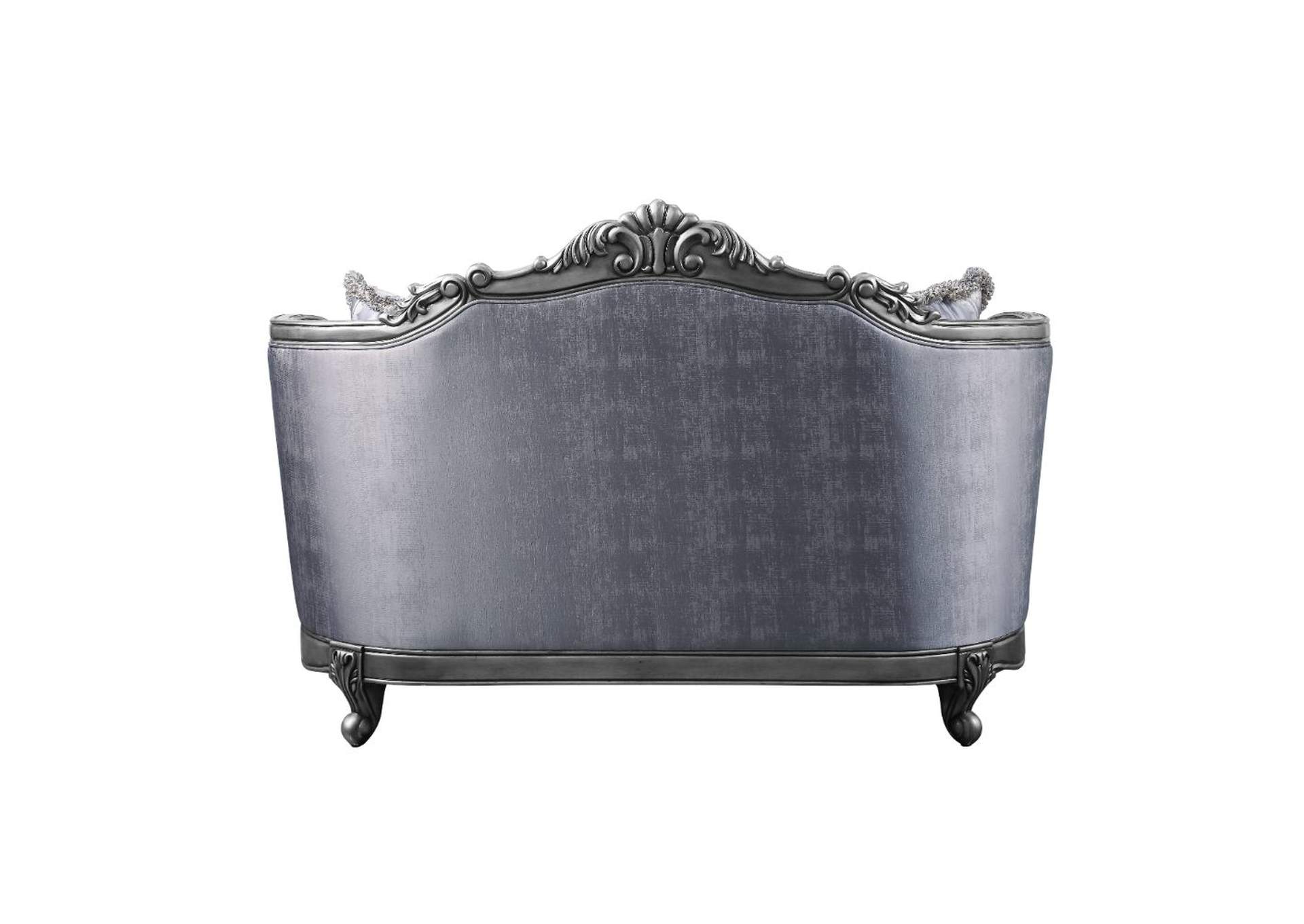 Ariadne Loveseat with 3 Pillows - 55346 - Traditional - Pu, Wood Molding-Leg - Poplar, Frame: Wood - Poplar, Poly-Resin, Foam - Fabric and Platinum image 5