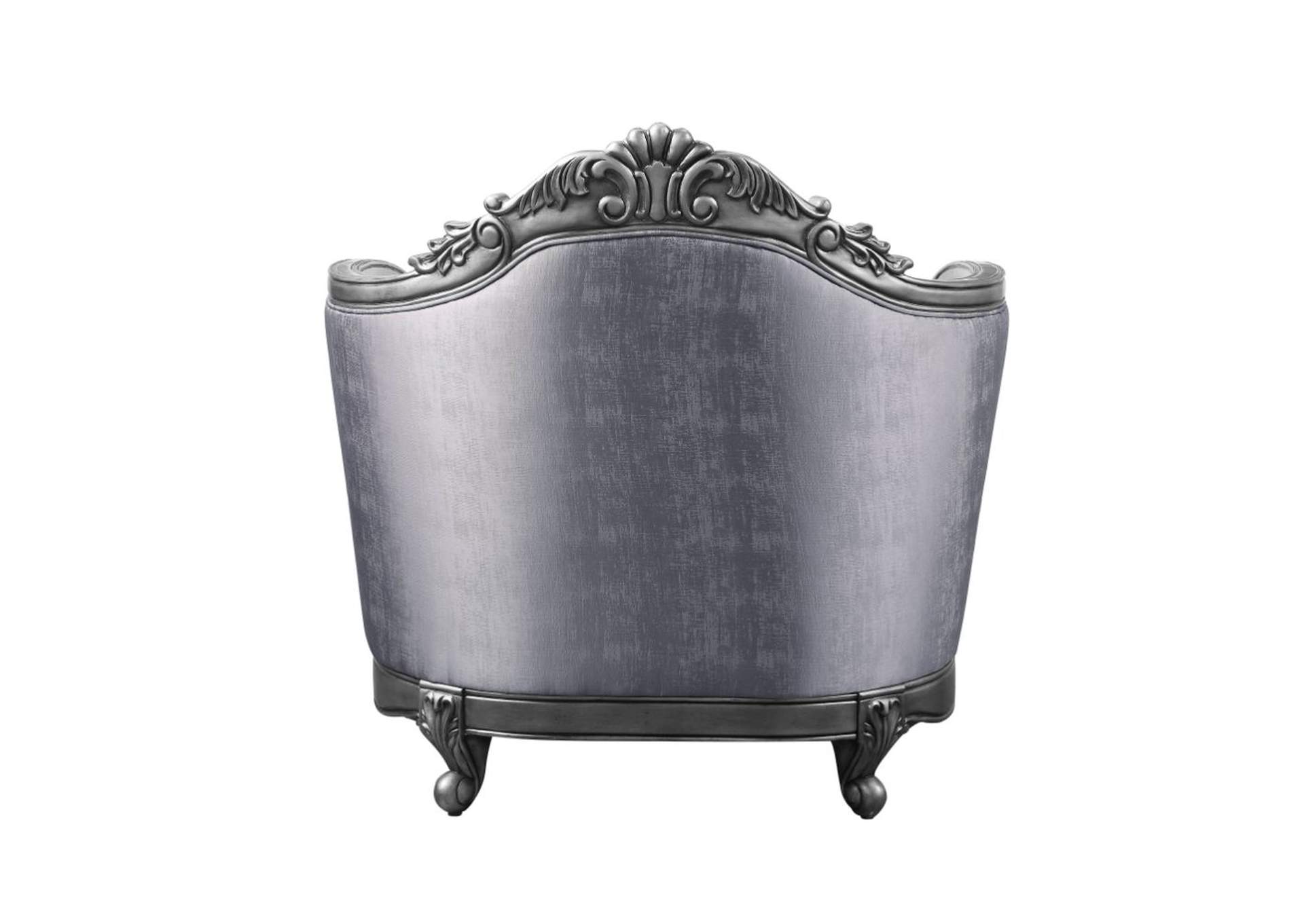 Ariadne Chair with 1 Pillow - 55347 - Traditional - Pu, Wood Molding-Leg - Poplar, Frame: Wood - Poplar, Poly-Resin, Foam - Fabric and Platinum image 5