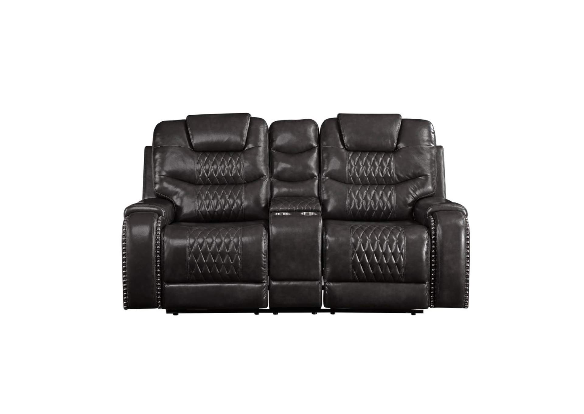 Braylon Love with Console - Motion - 55411 - Contemporary - Pu, Frame: Wood - Hemlock-Fir, Ply, Foam - D28, Metal Reclining Mechanism - Magnetite Pu