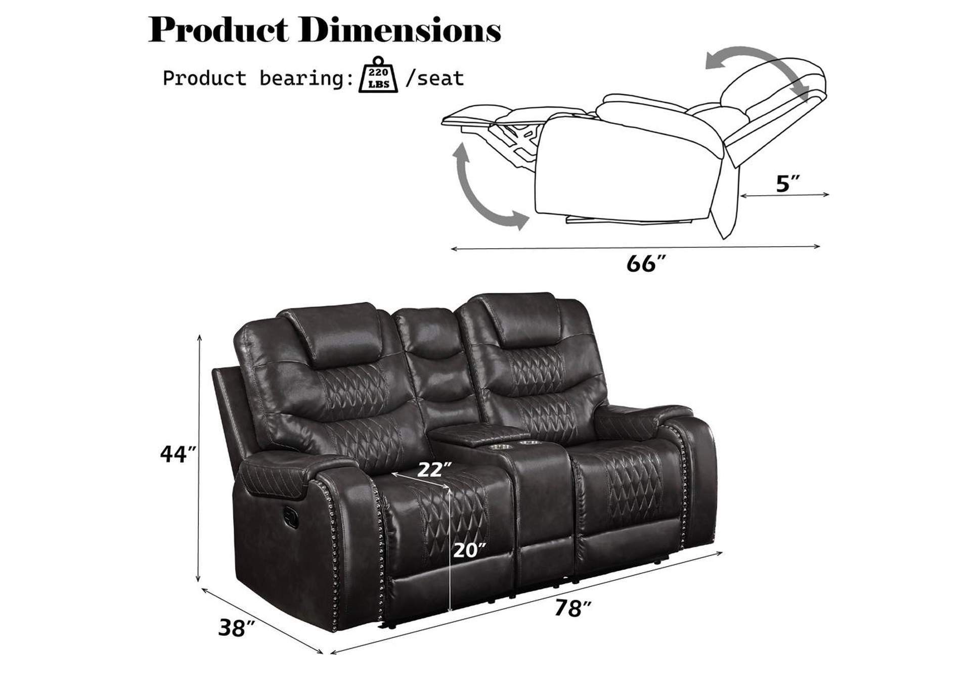 Braylon Motion Loveseat with Console image 7
