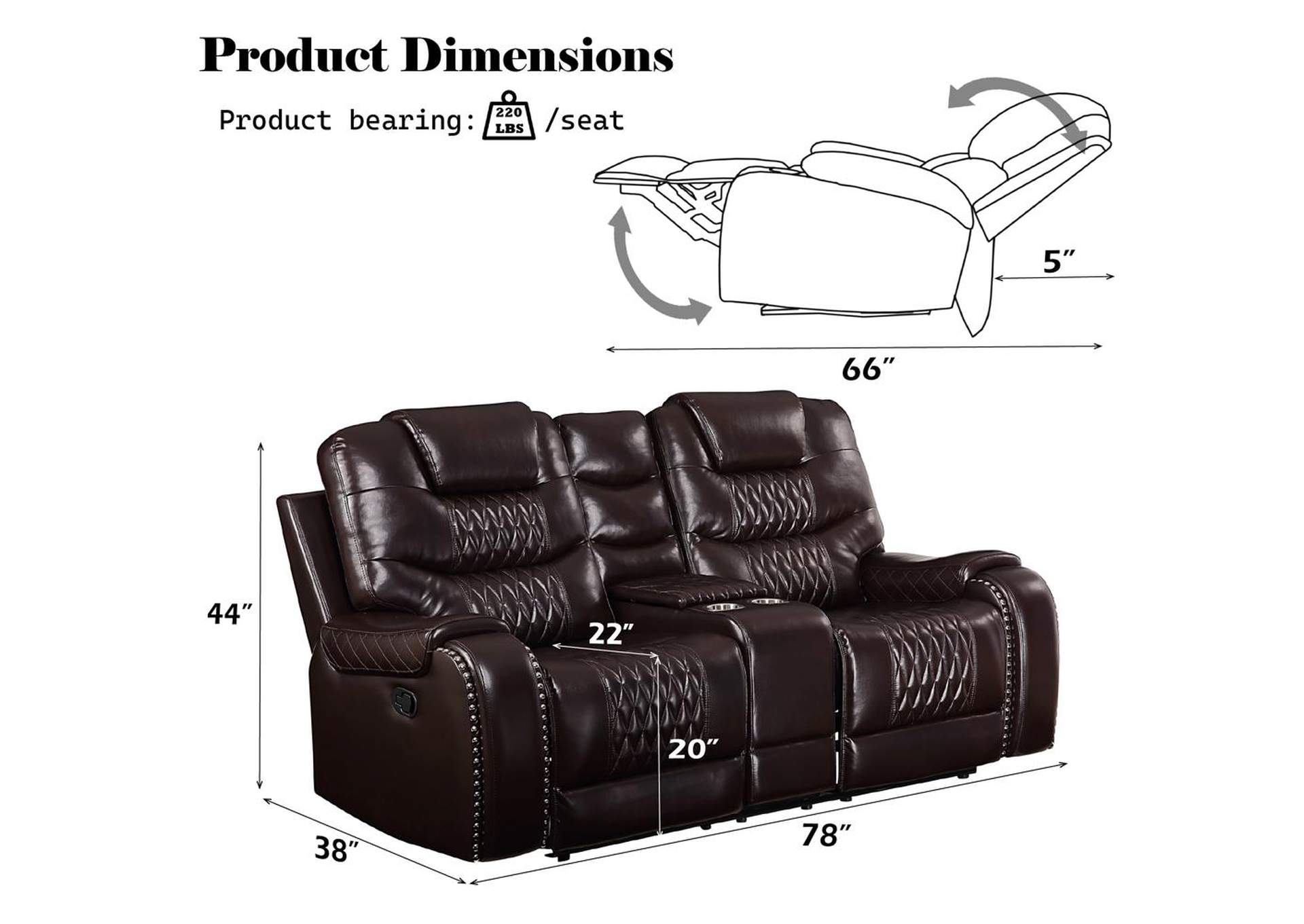 Braylon Motion Loveseat with Console image 7